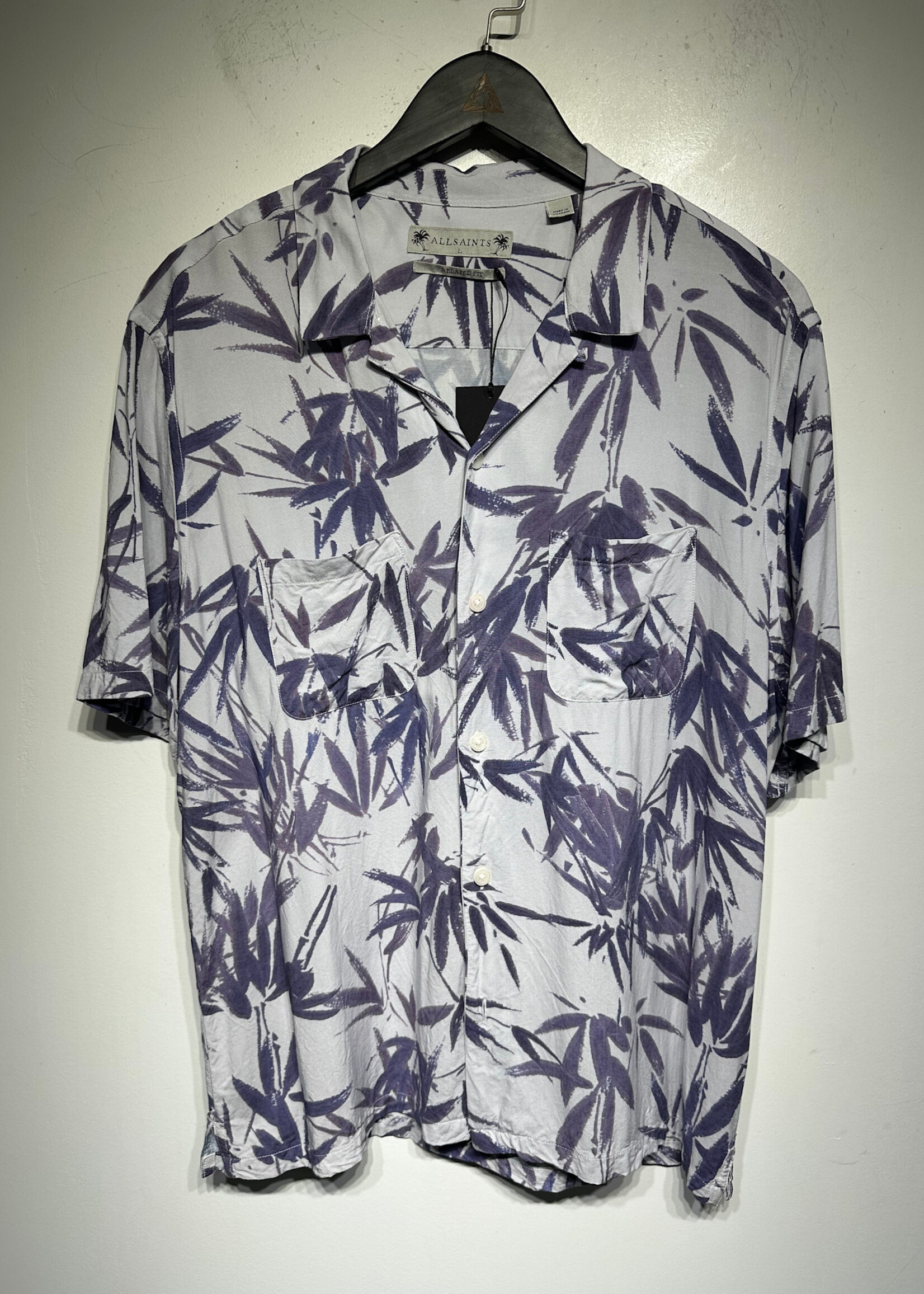 All Saints Blue Floral B/U Shirt L