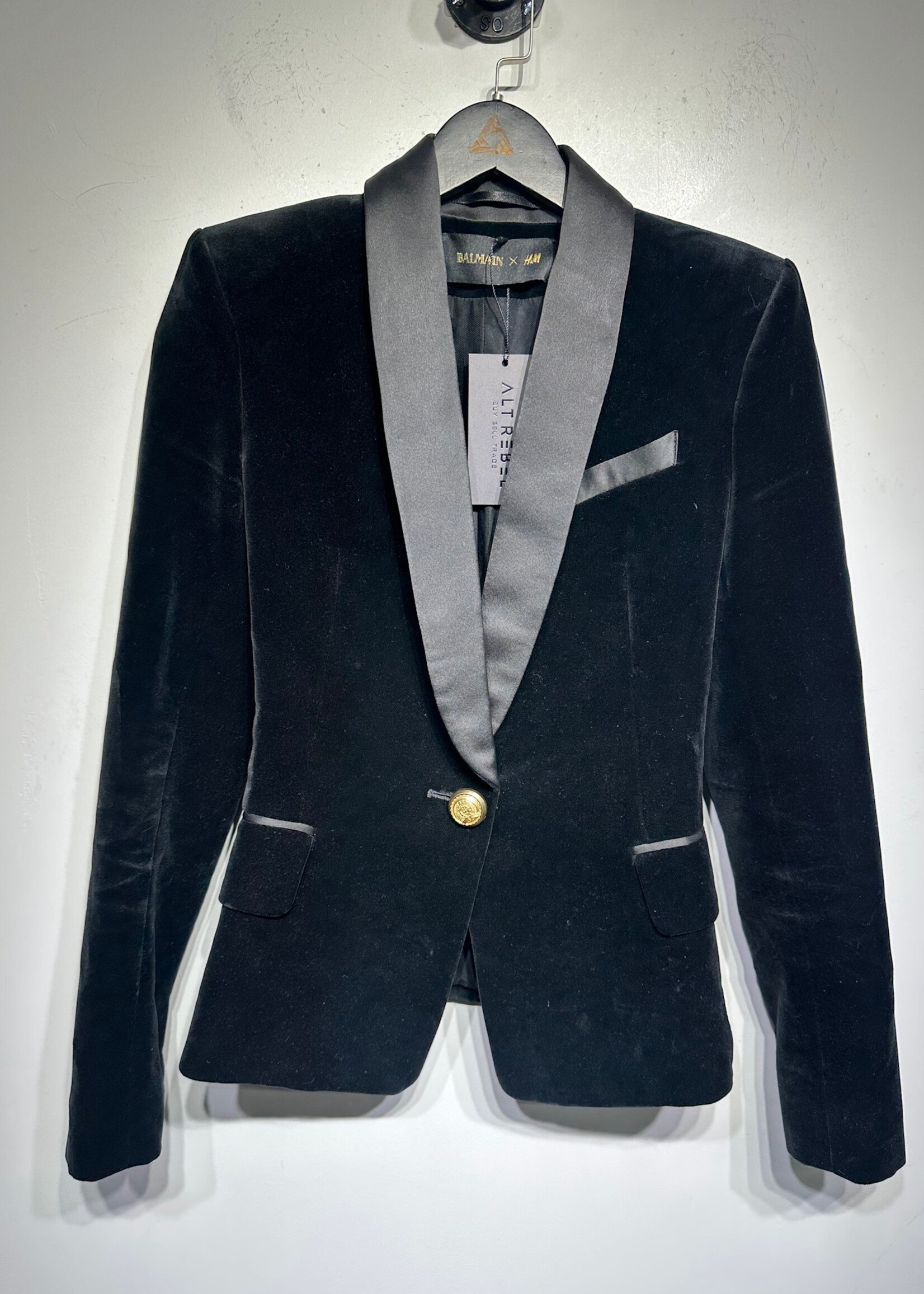 Balmain x HM Black Velour Blazer 4/XS