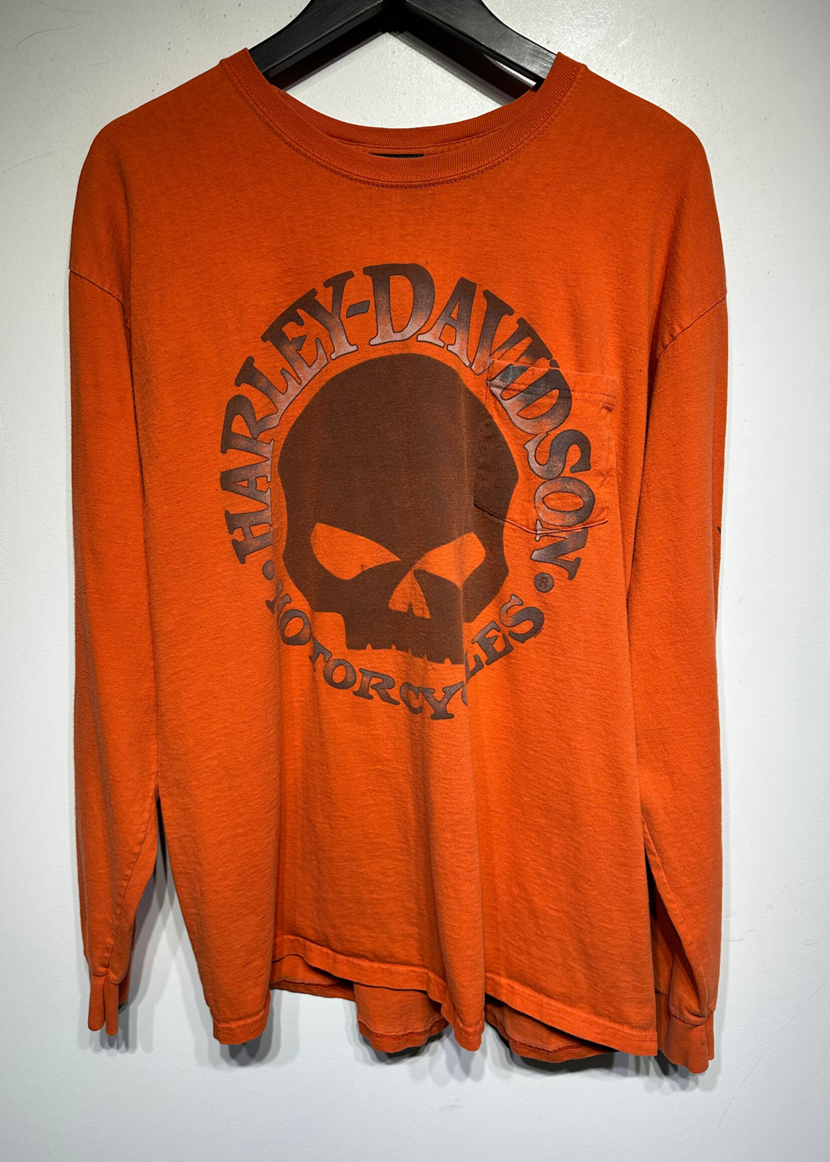 Harley Orange Skull Pocket L/S Tee XL