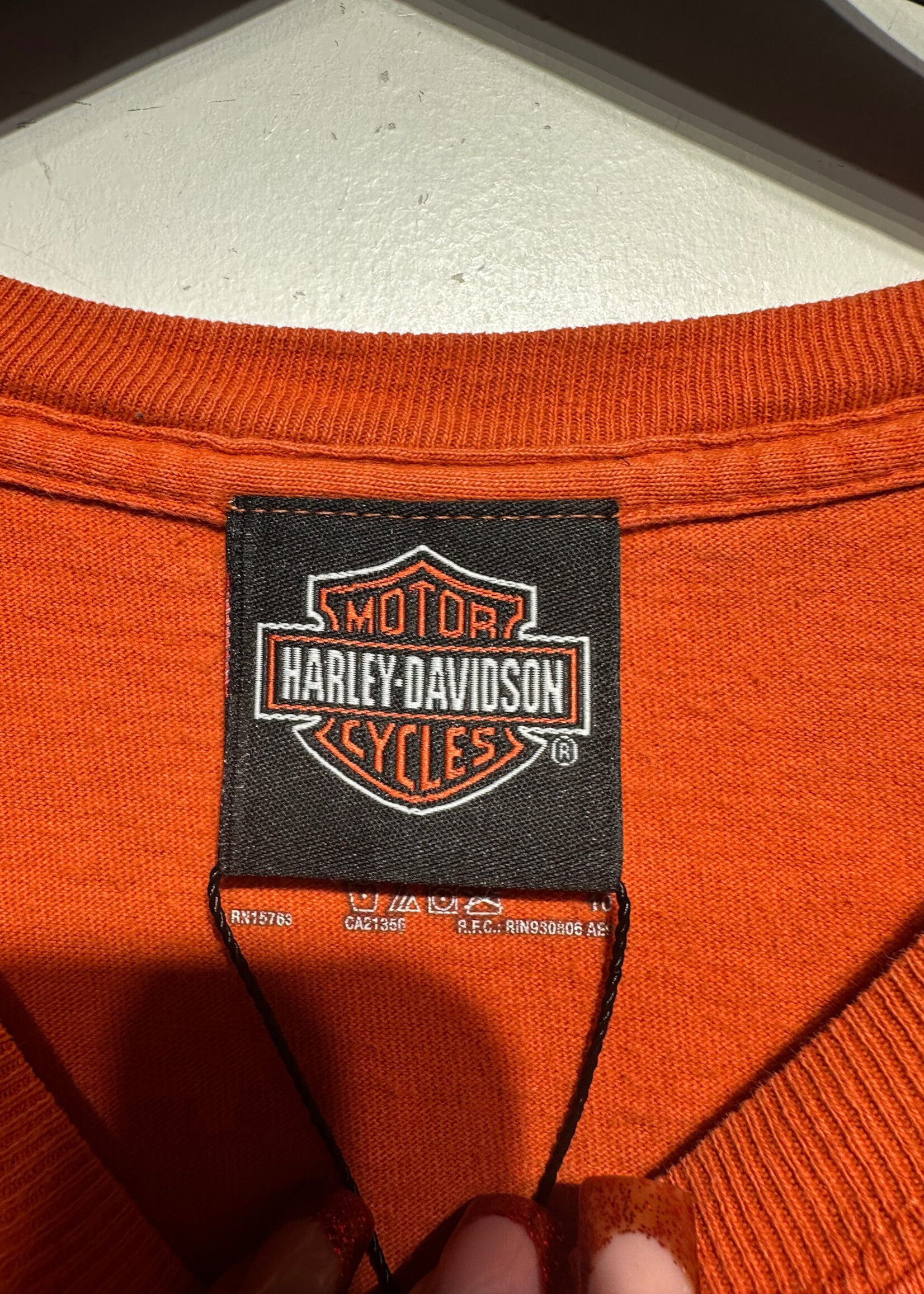 Harley Orange Skull Pocket L/S Tee XL