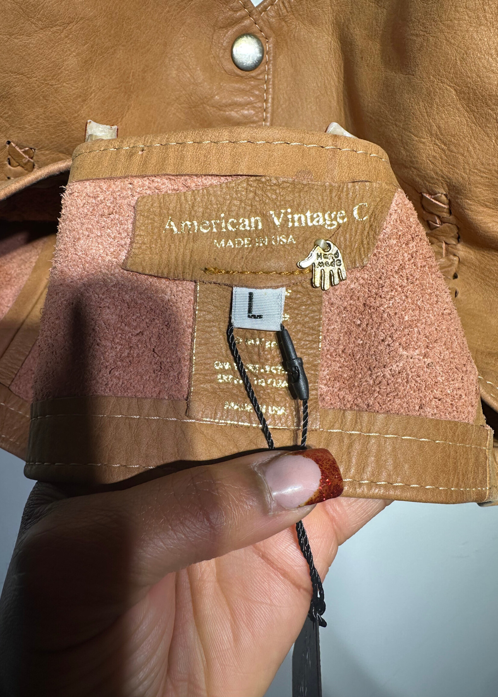 American Vintage Brown Leather Halter Top L AS IS