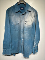 Wrangler Sun Faded Distressed Blue Snap BU XL