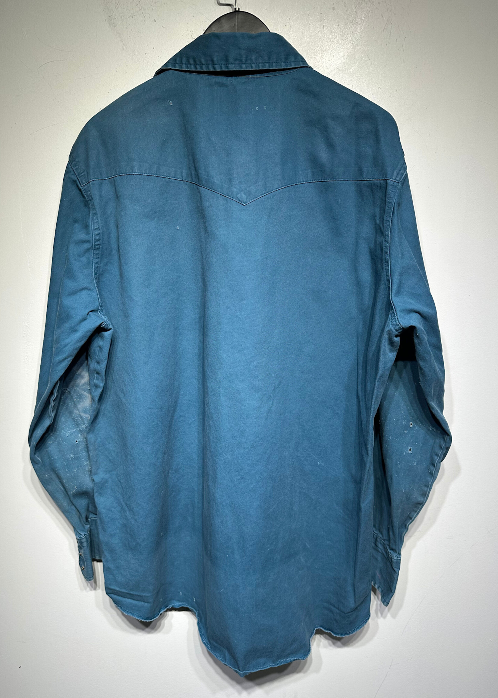 Wrangler Sun Faded Distressed Blue Snap BU XL