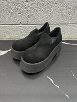 Unif Black Suede Platform Clogs 6