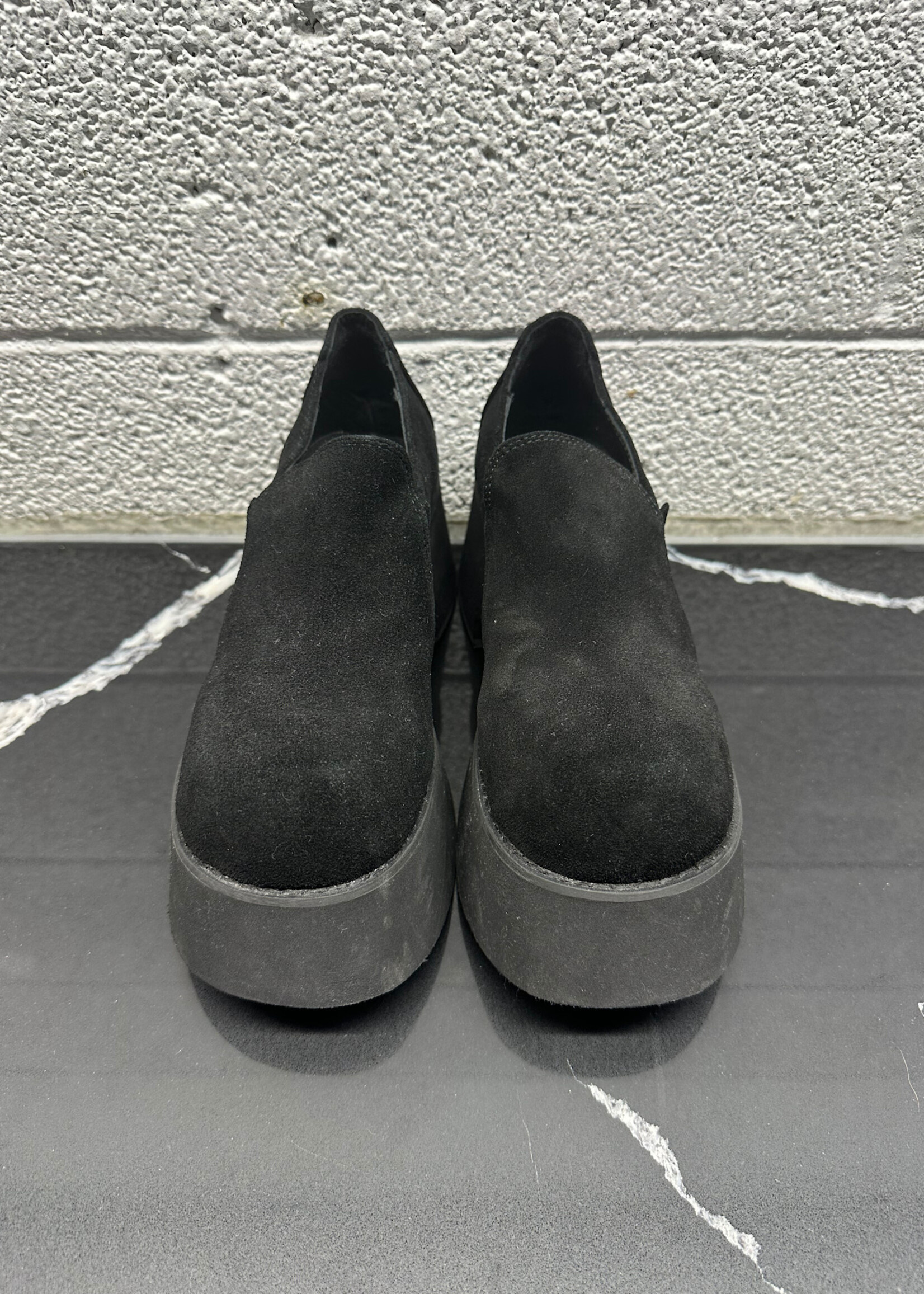 Unif Black Suede Platform Clogs 6