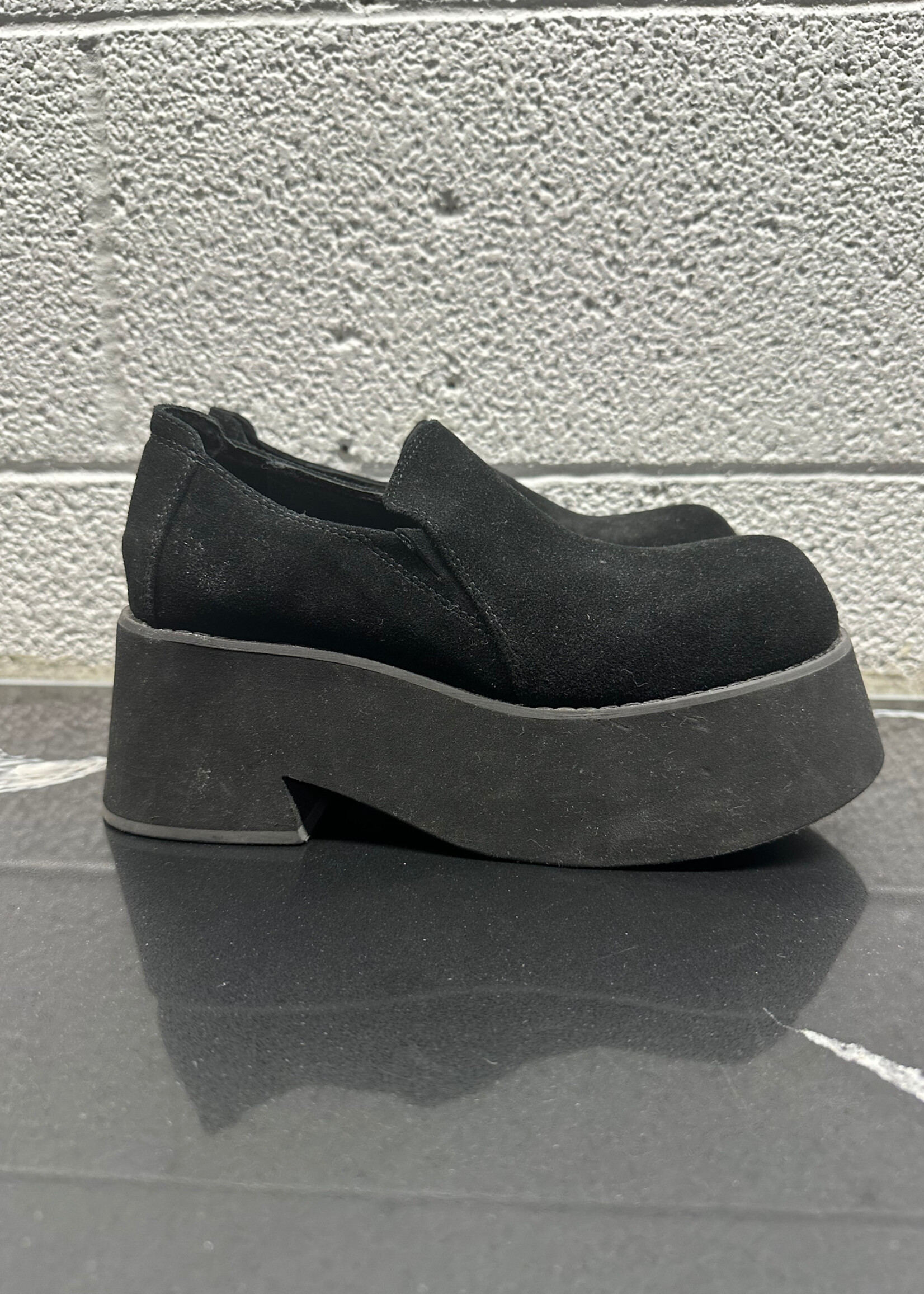 Unif Black Suede Platform Clogs 6