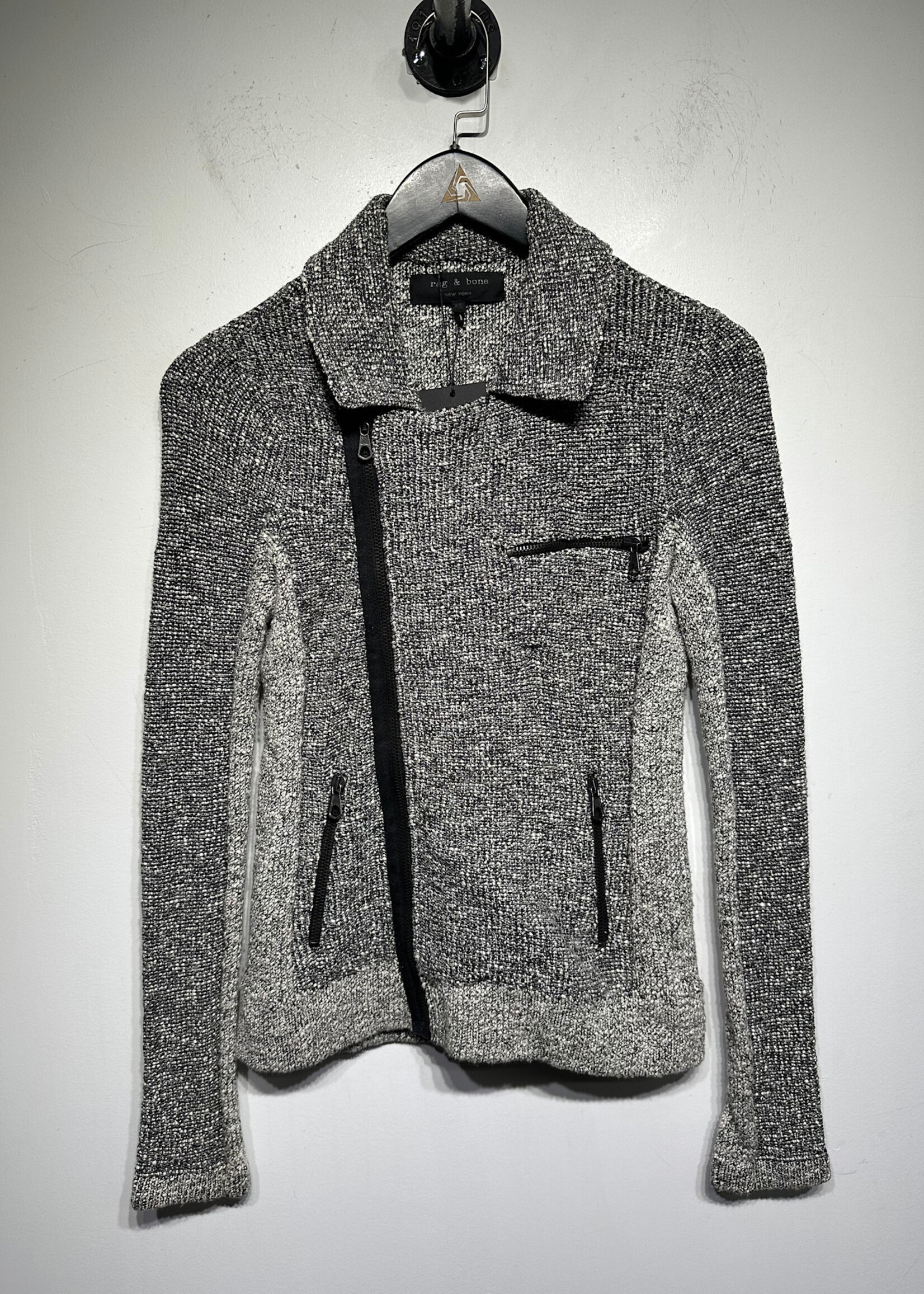 Rag & Bone Grey Knit Biker Jacket XS