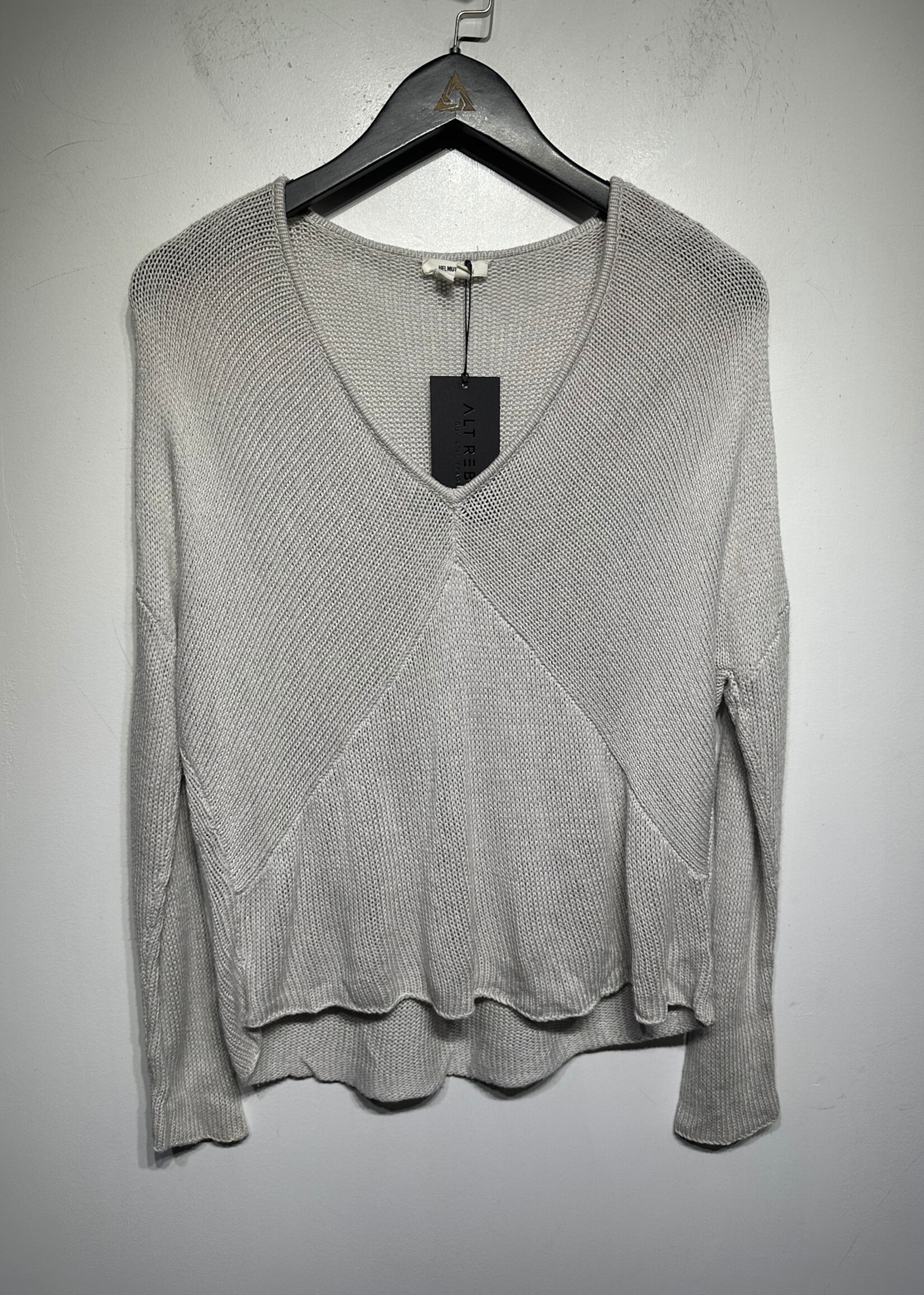 Helmut Lang Grey V Neck Knit Sweater S