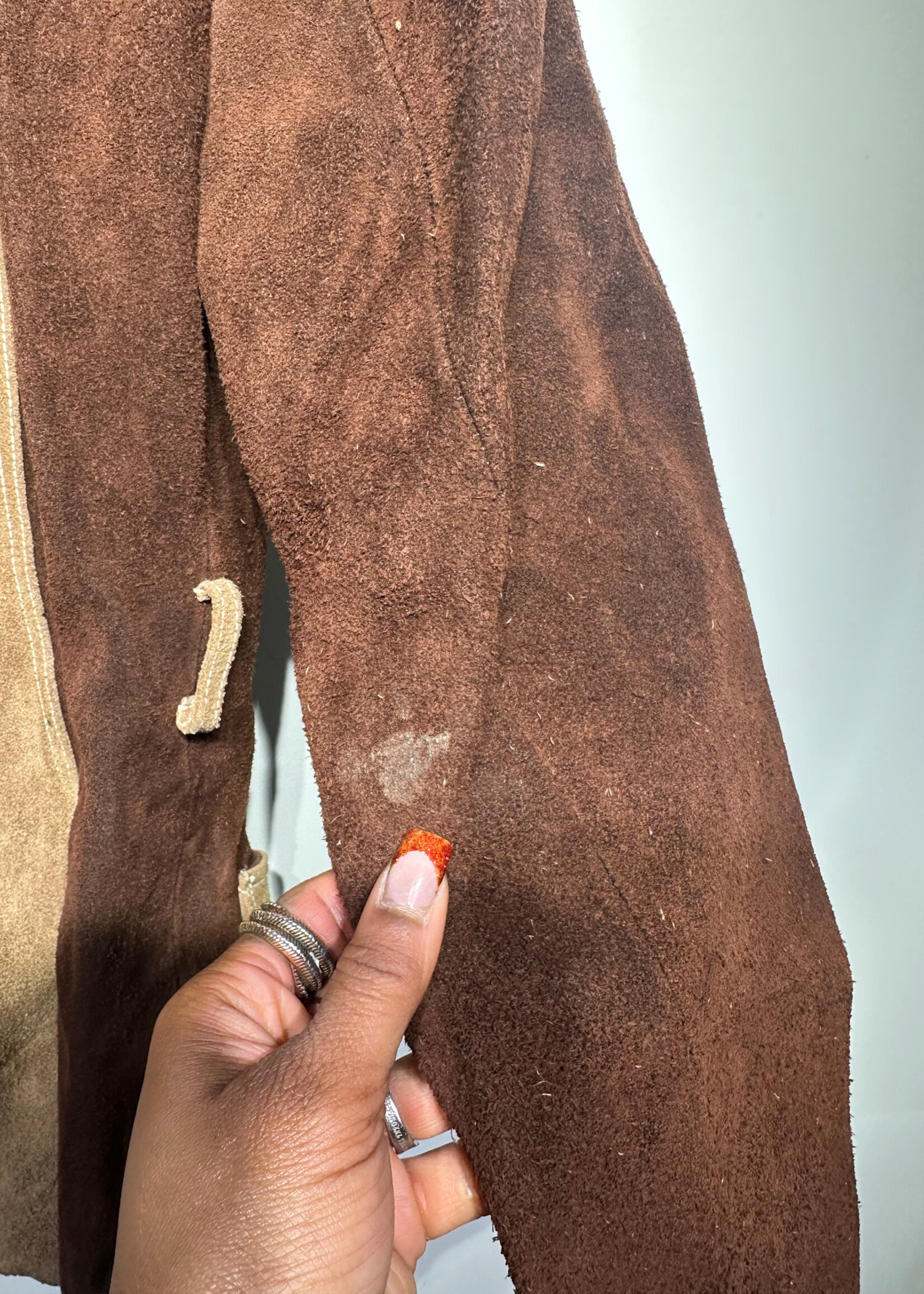 70s No Label Brown Suede Jacket AS IS XS