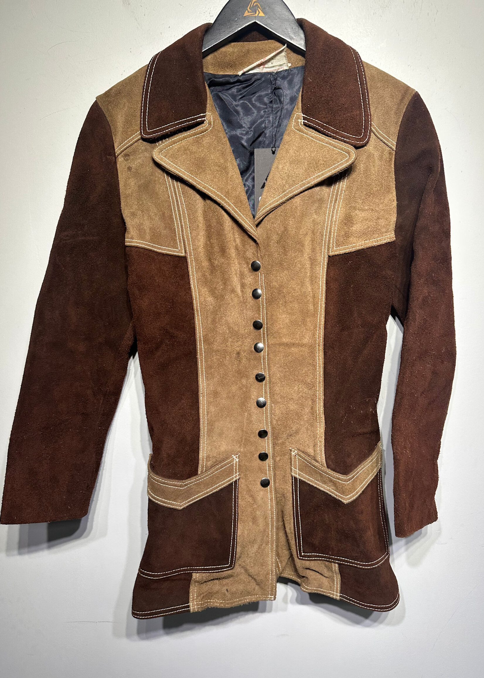 70s No Label Brown Suede Jacket AS IS XS
