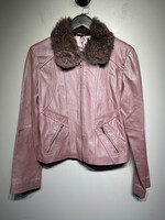 Wilsons Pink Leather Fur Collar Jacket M