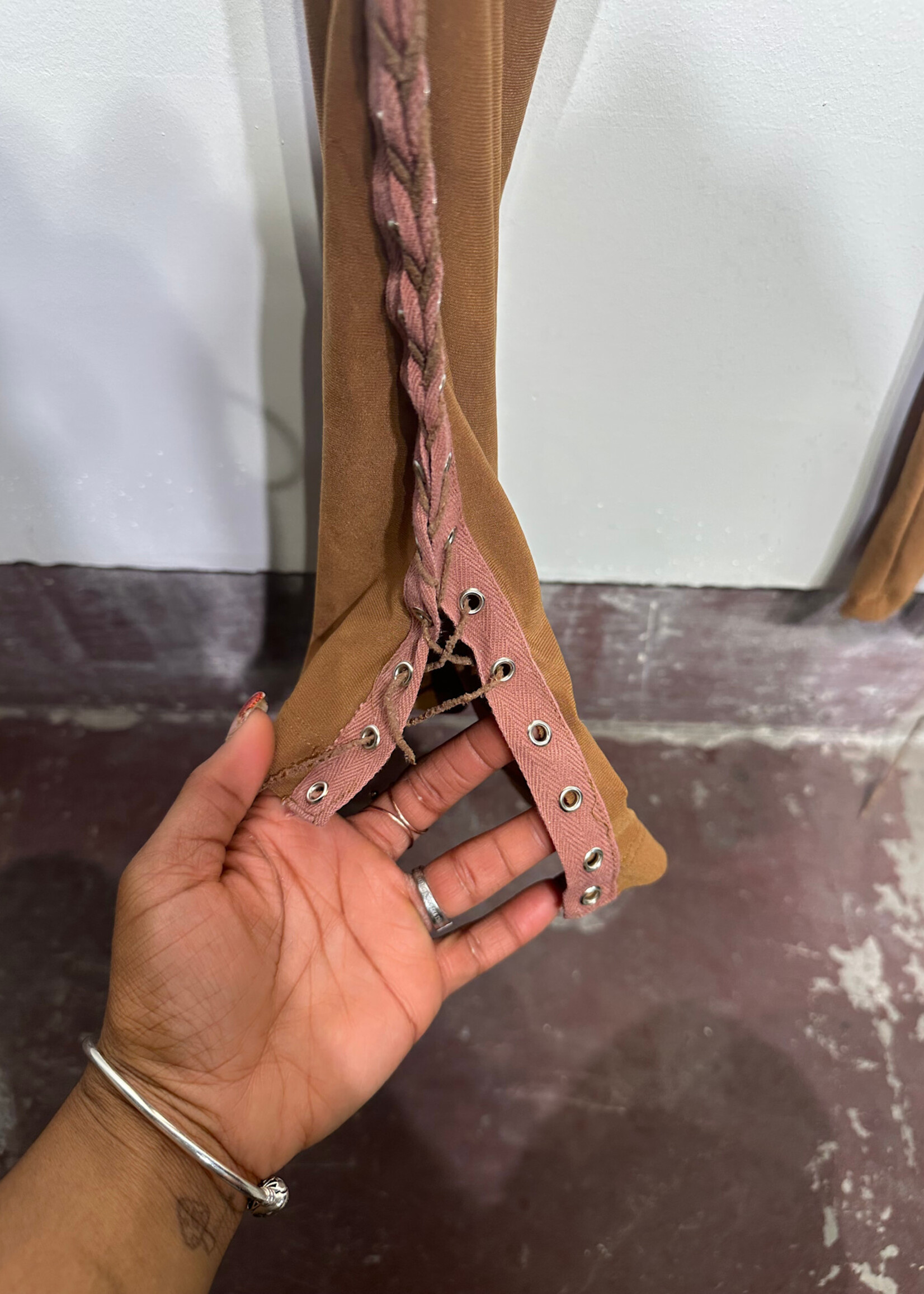 Vovo 2000s Brown Pink Lace Jumpsuit S