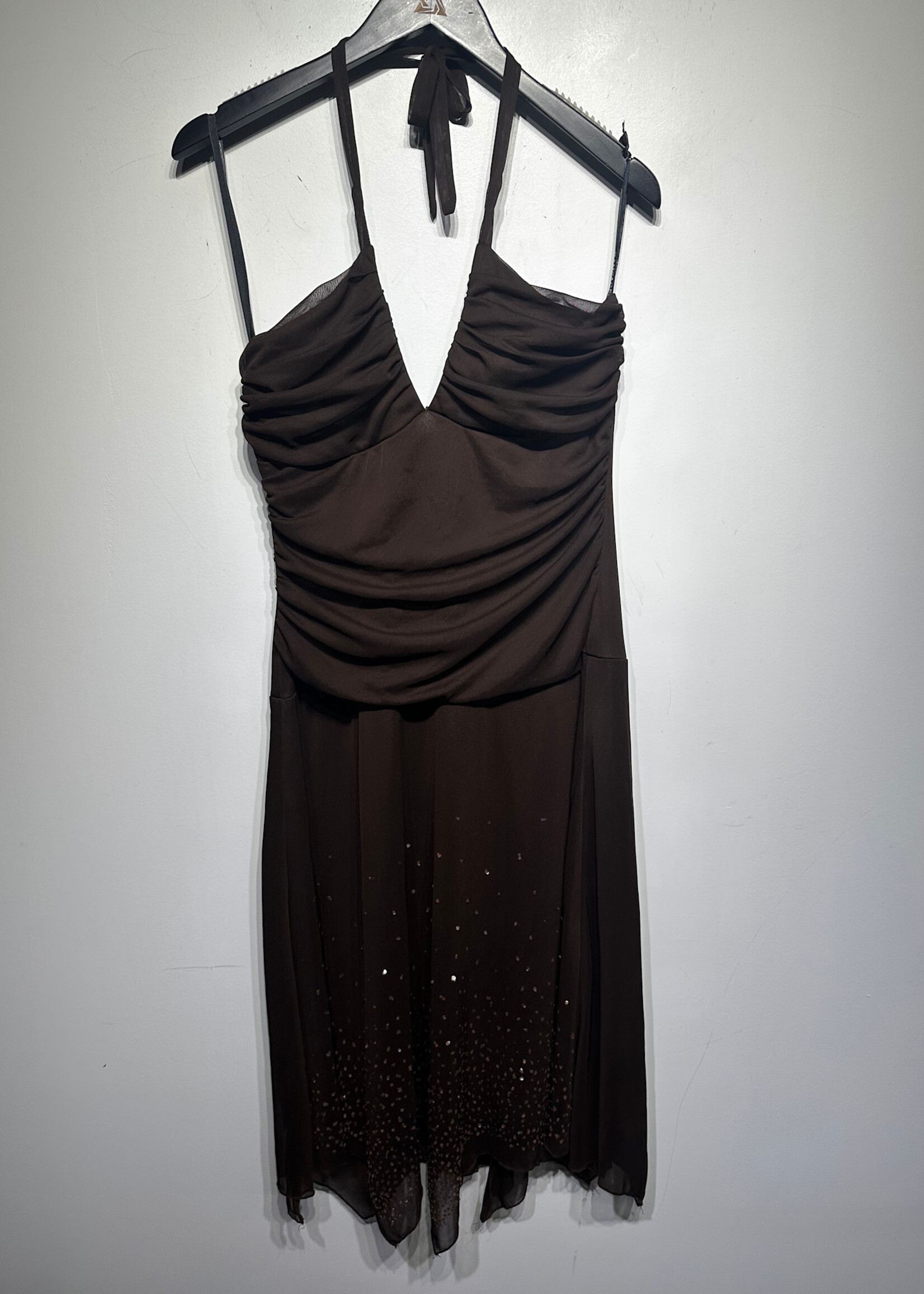 Rampage Vintage Brown Halter Dress Fits L