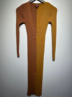 Staud Split Color Brown/Mustard B/u Long Dress XS