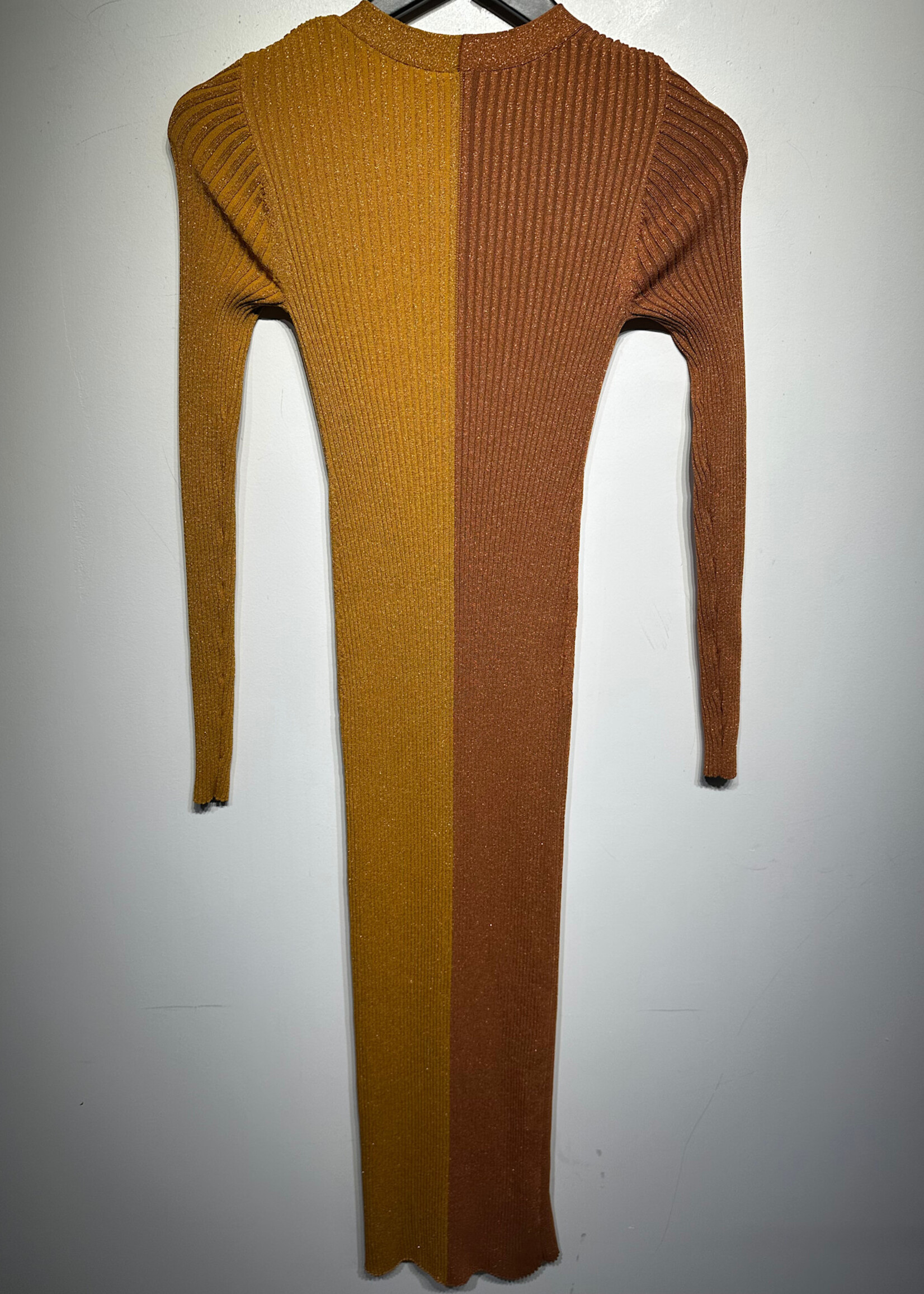 Staud Split Color Brown/Mustard B/u Long Dress XS