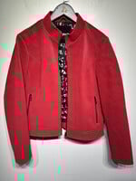 Desigual Red Leather Zip Jacket Fem XL