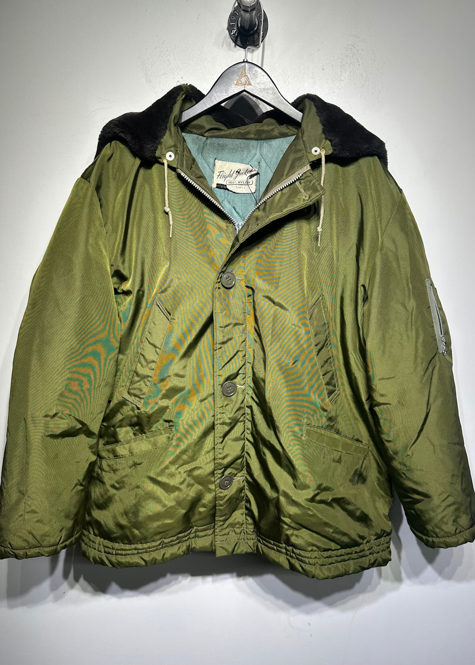 Flight Jacket Vintage Nylon Green Jacket XL AS IS