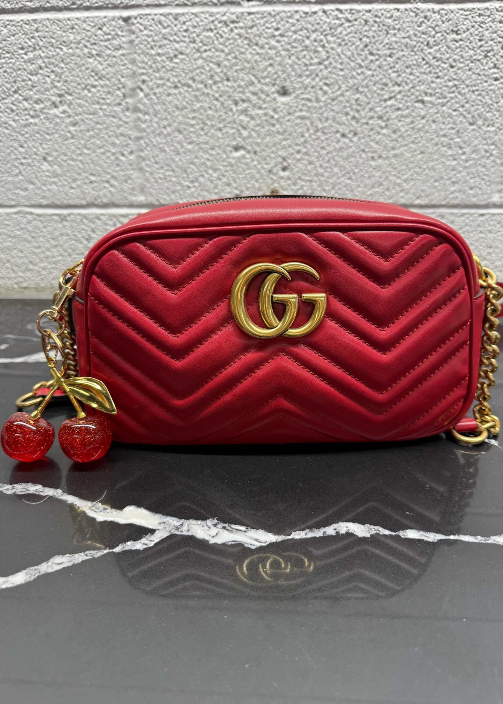Gucci Red Marmont Shoulder Bag (Missing Pull)