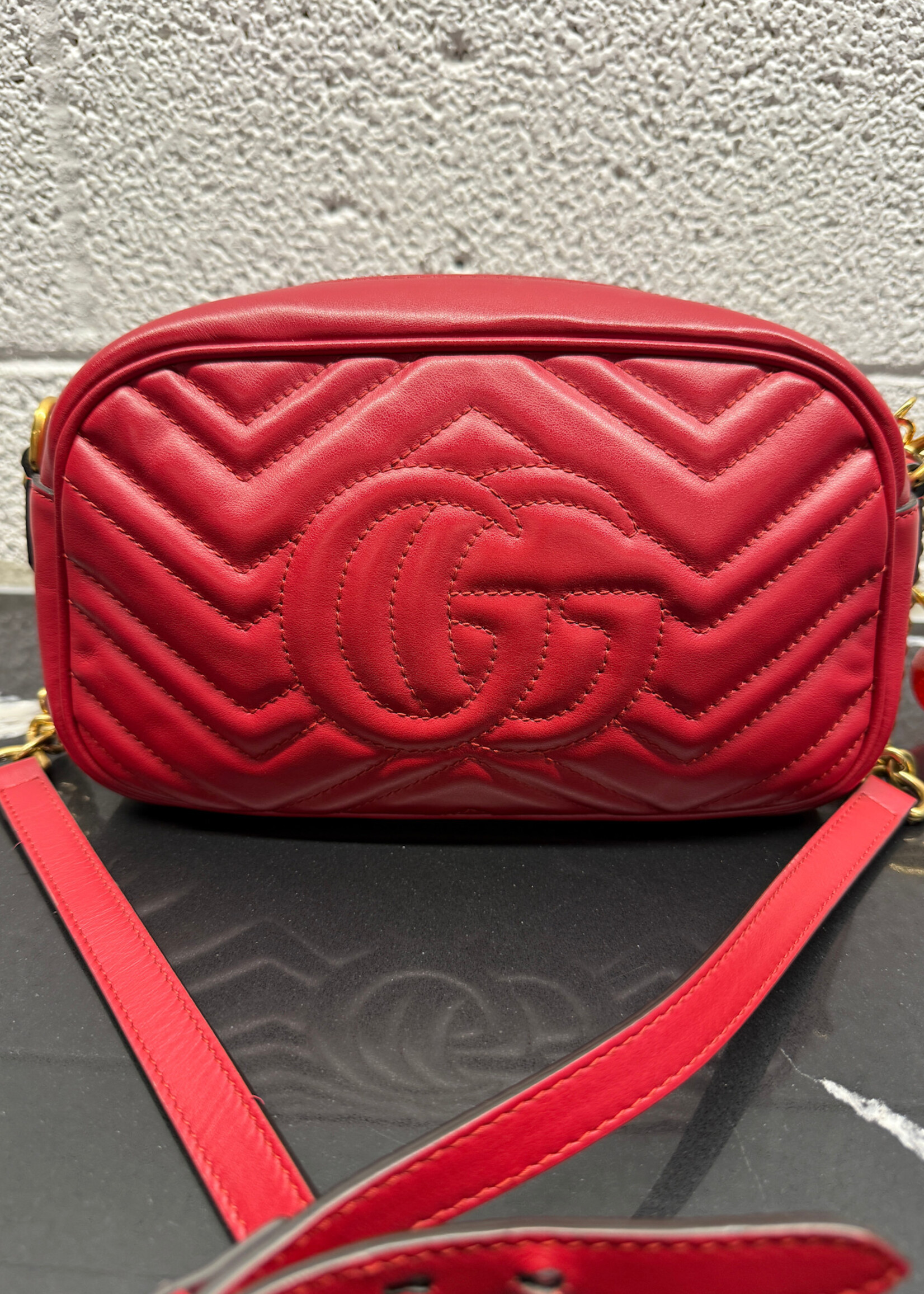 Gucci Red Marmont Shoulder Bag (Missing Pull)