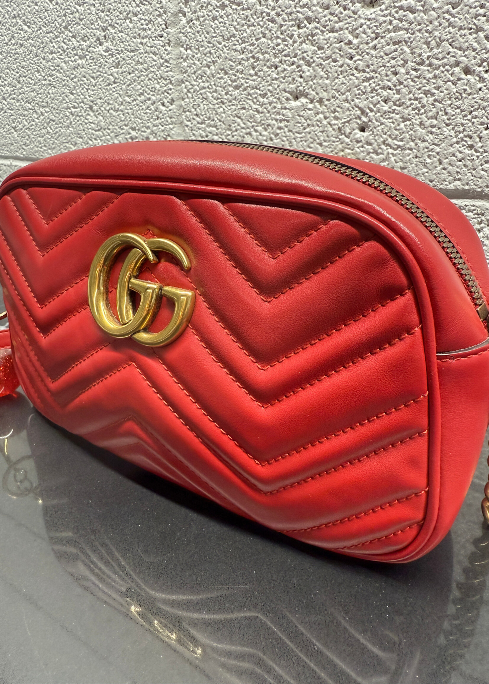 Gucci Red Marmont Shoulder Bag (Missing Pull)