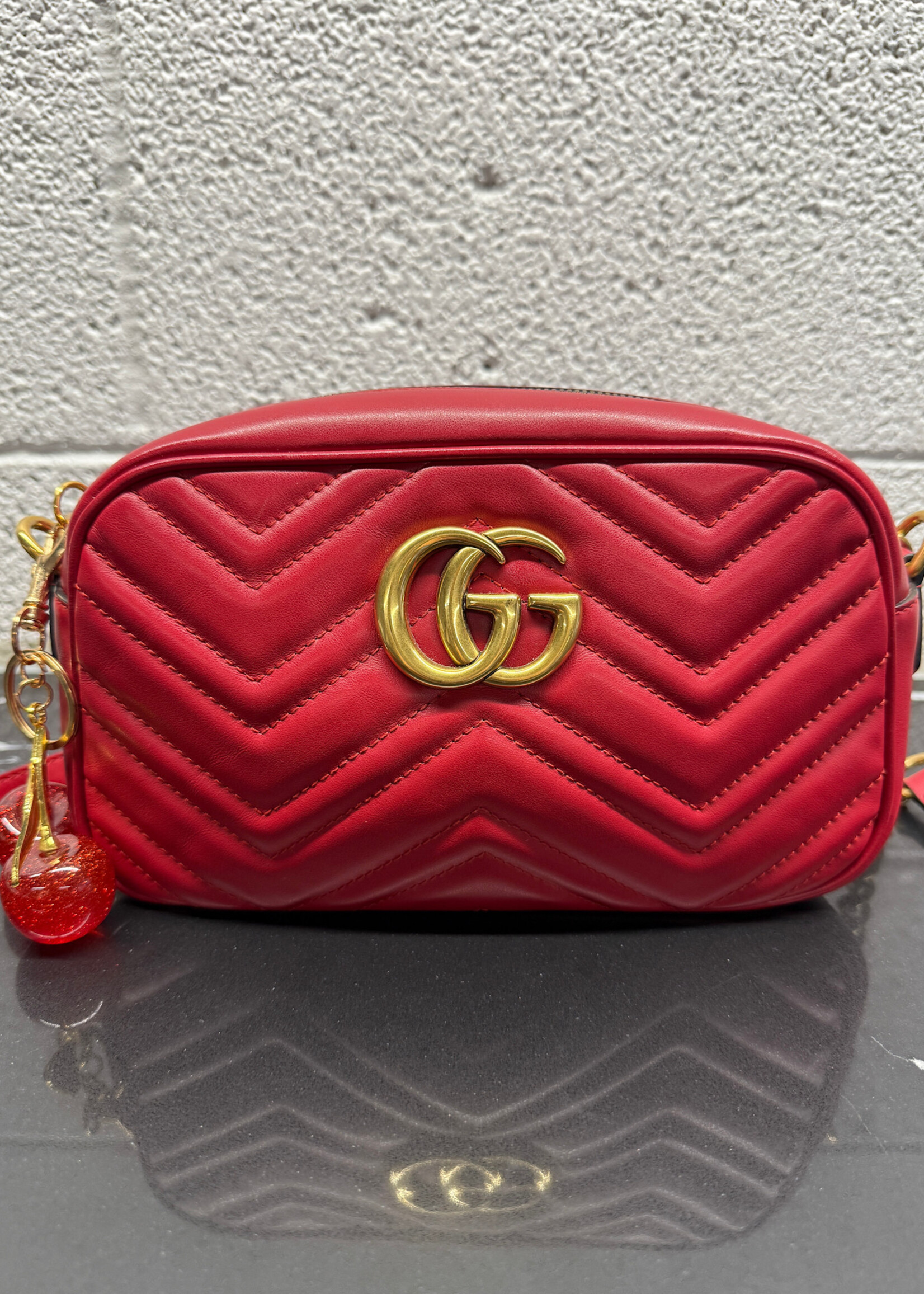 Gucci Red Marmont Shoulder Bag (Missing Pull)