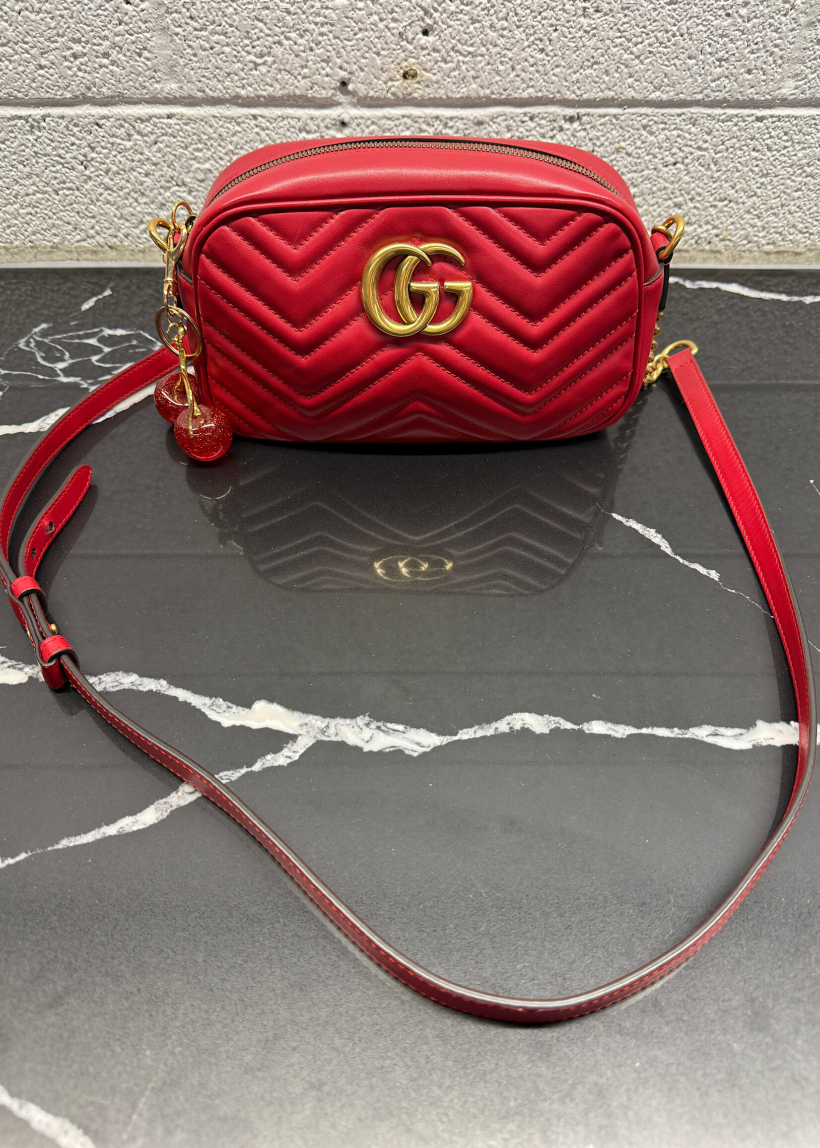 Gucci Red Marmont Shoulder Bag (Missing Pull)
