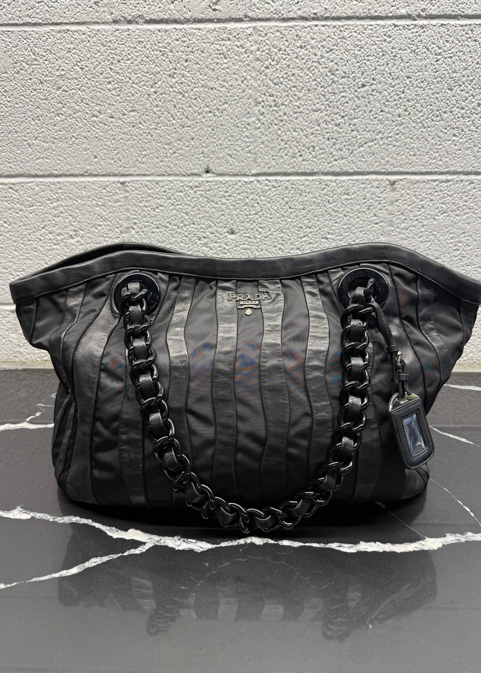 Prada Tessuto Waves Leather Tote