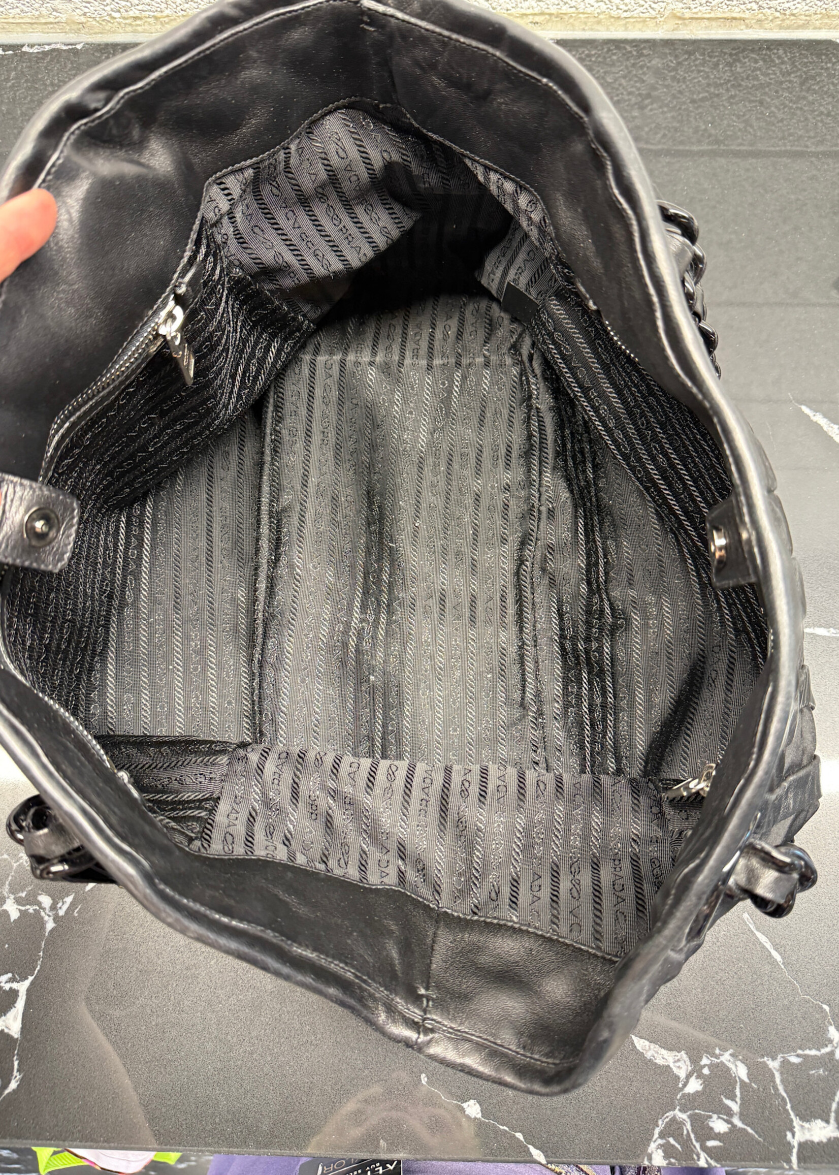 Prada Tessuto Waves Leather Tote