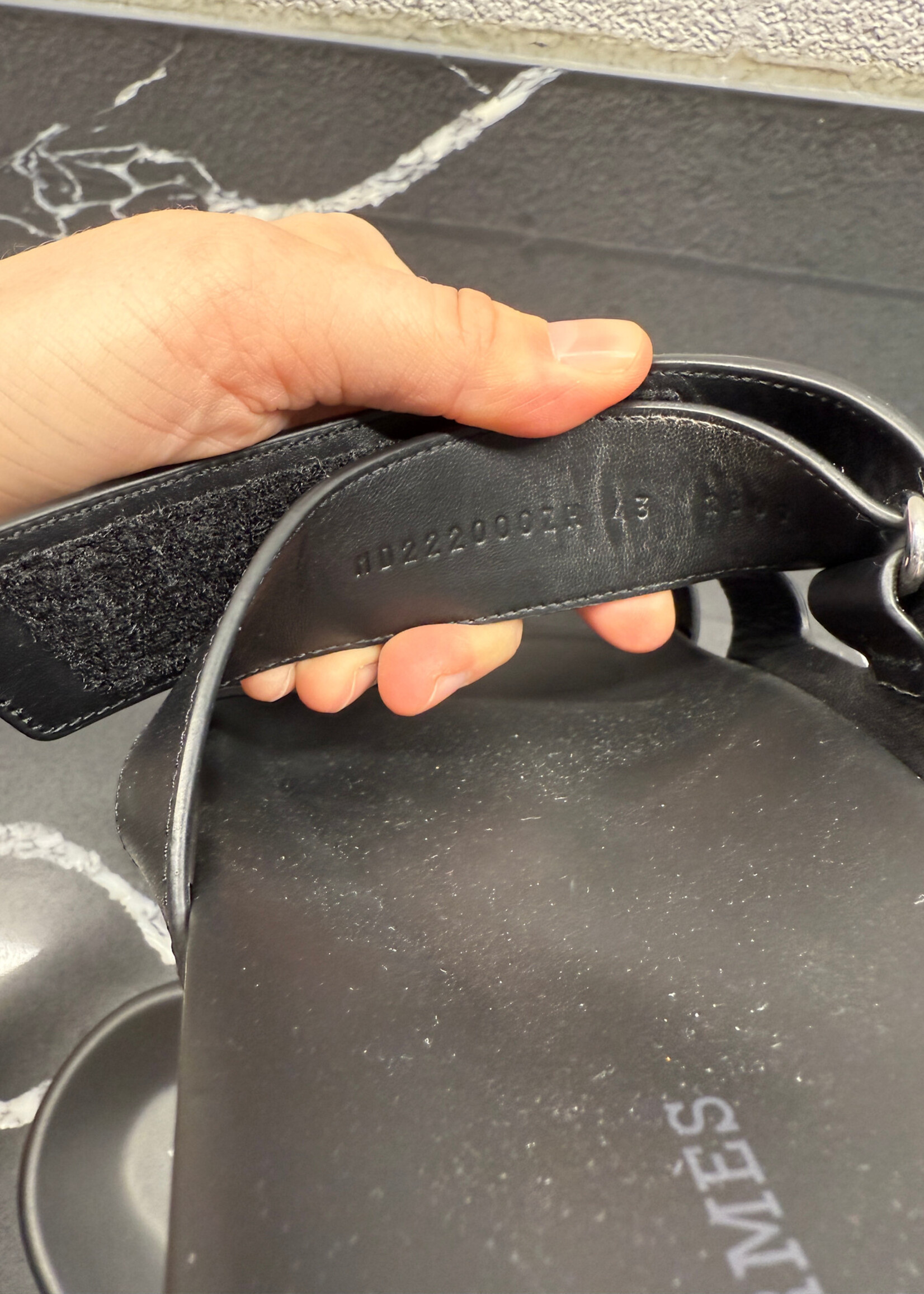 Hermes Chypre Black Leather Sandal 43/10