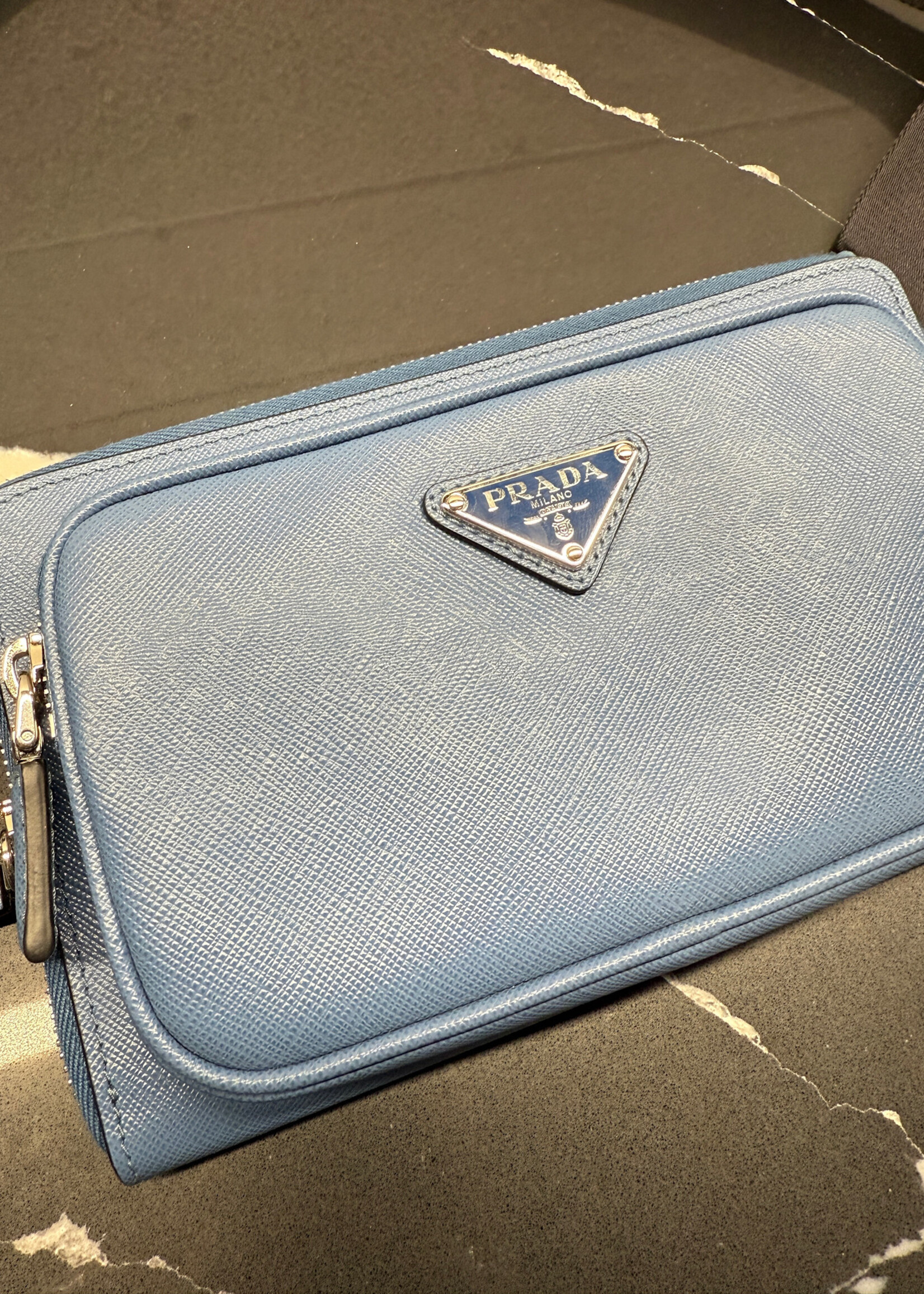 Prada Blue Saffiano Belt Bag