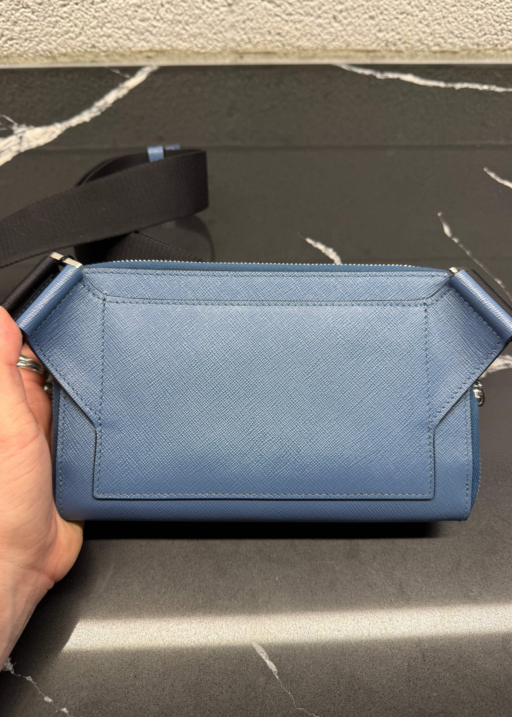 Prada Blue Saffiano Belt Bag