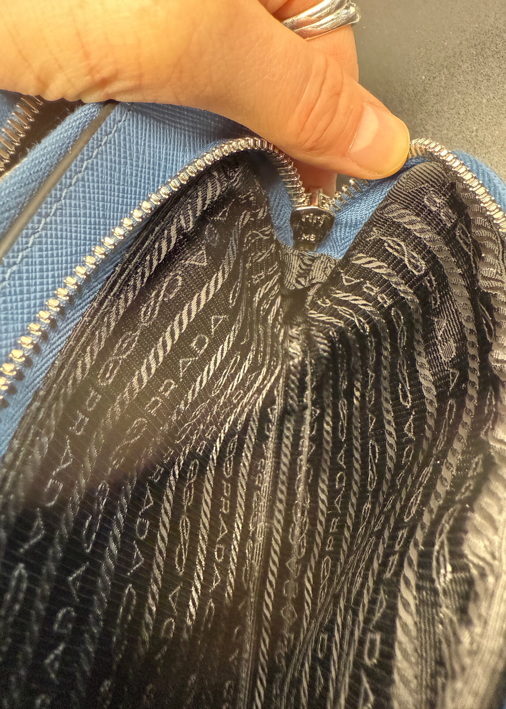 Prada Blue Saffiano Belt Bag