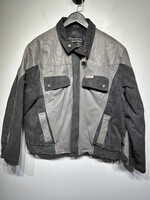 Biancara Grey Canvas/Leather Jacket Masc M As Is