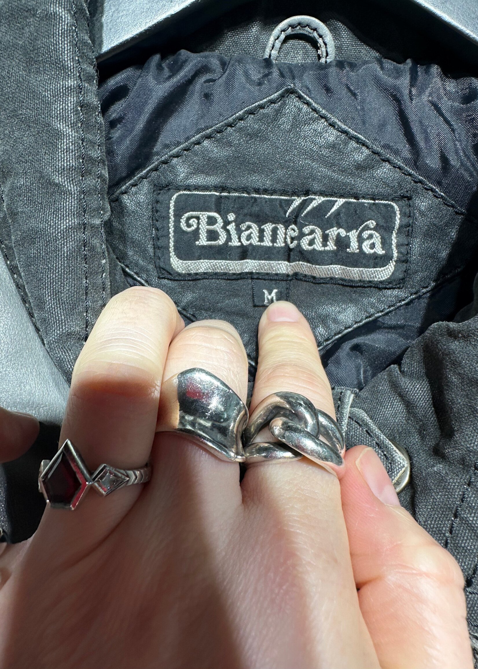 Biancara Grey Canvas/Leather Jacket Masc M As Is