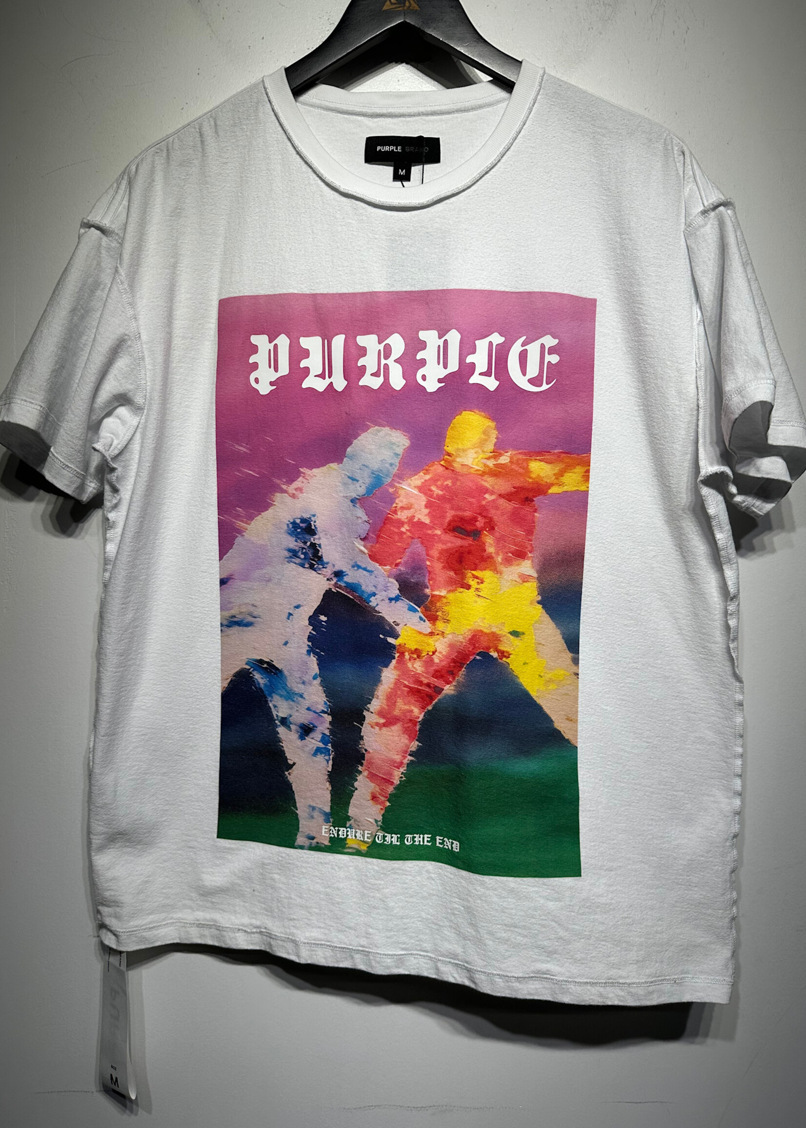 Purple Brand White Abstract Boxing Tee M As Is