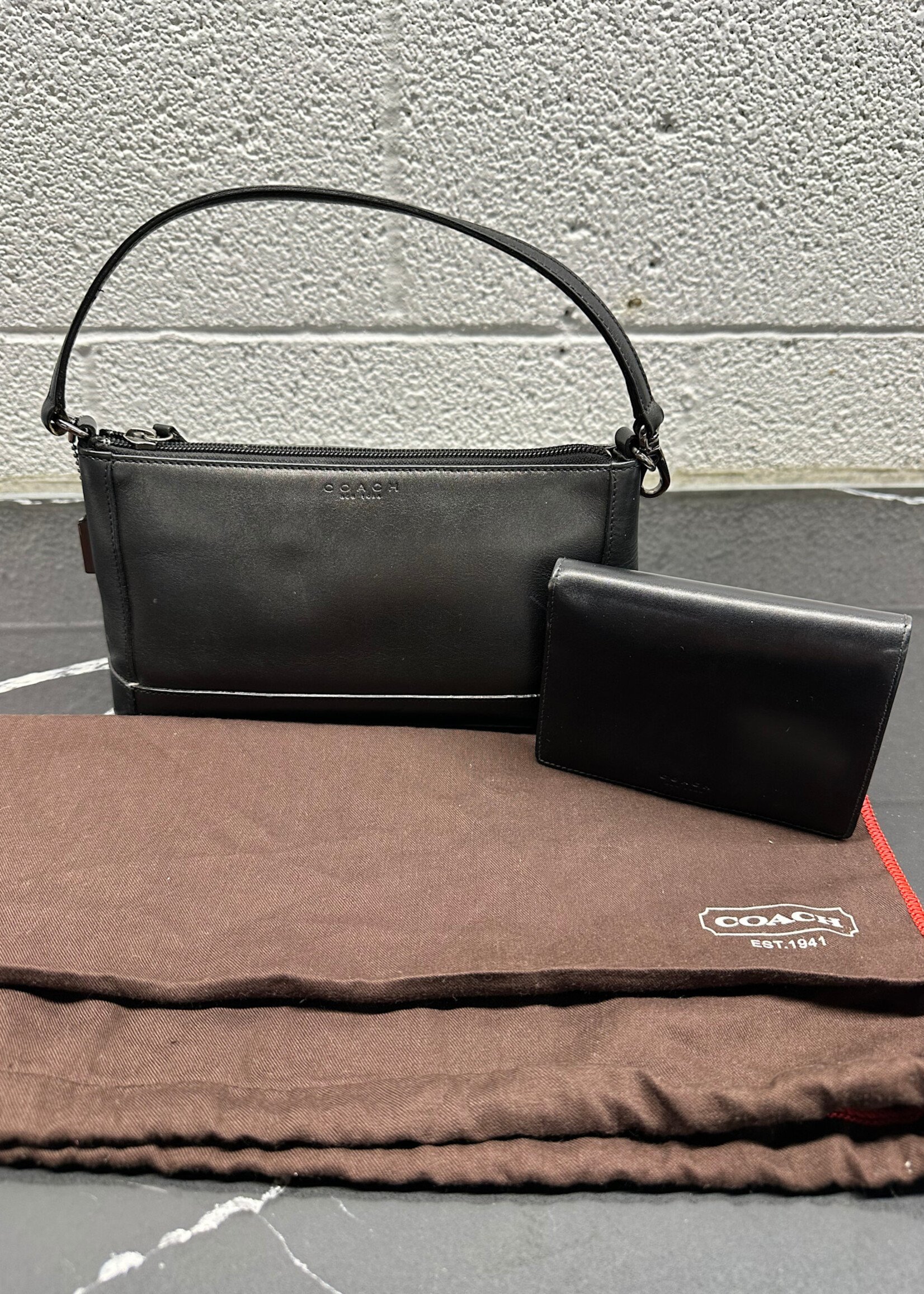 Coach Vintage Black Leather Purse/Wallet Set
