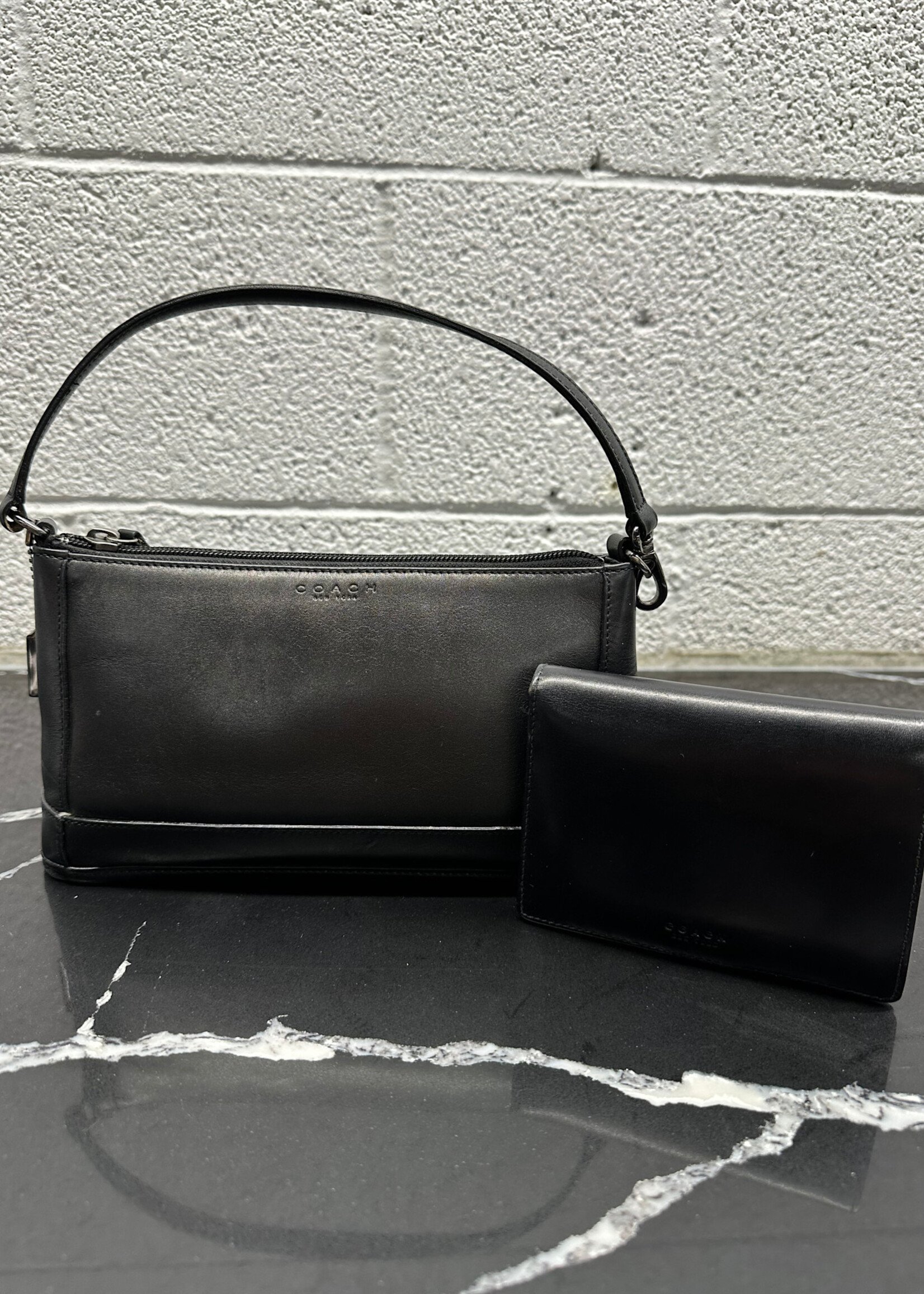 Coach Vintage Black Leather Purse/Wallet Set
