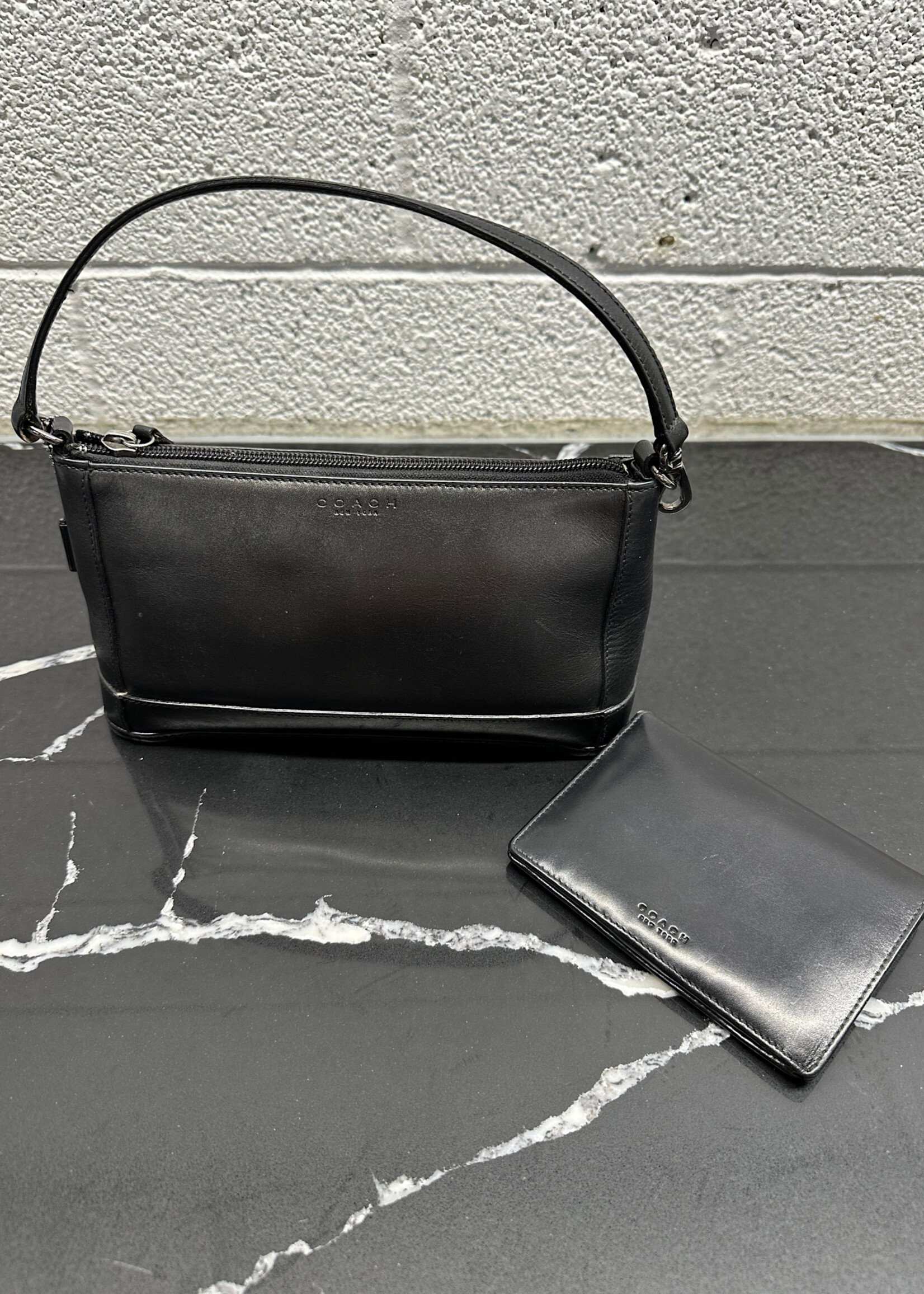 Coach Vintage Black Leather Purse/Wallet Set