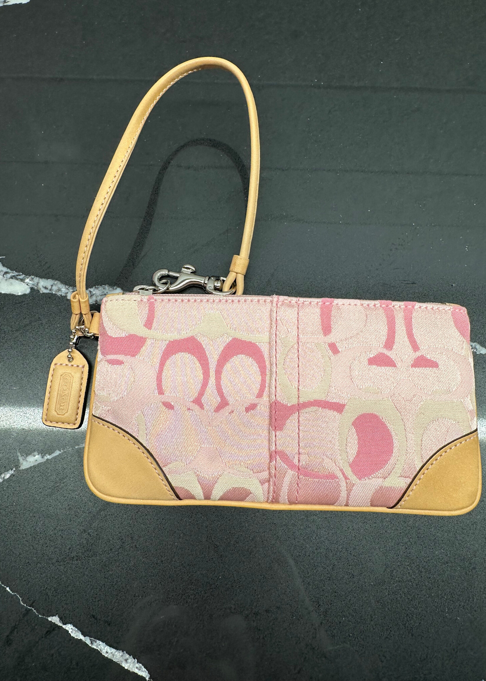 Coach Y2K Pink Monogram Hat & Wallet Set