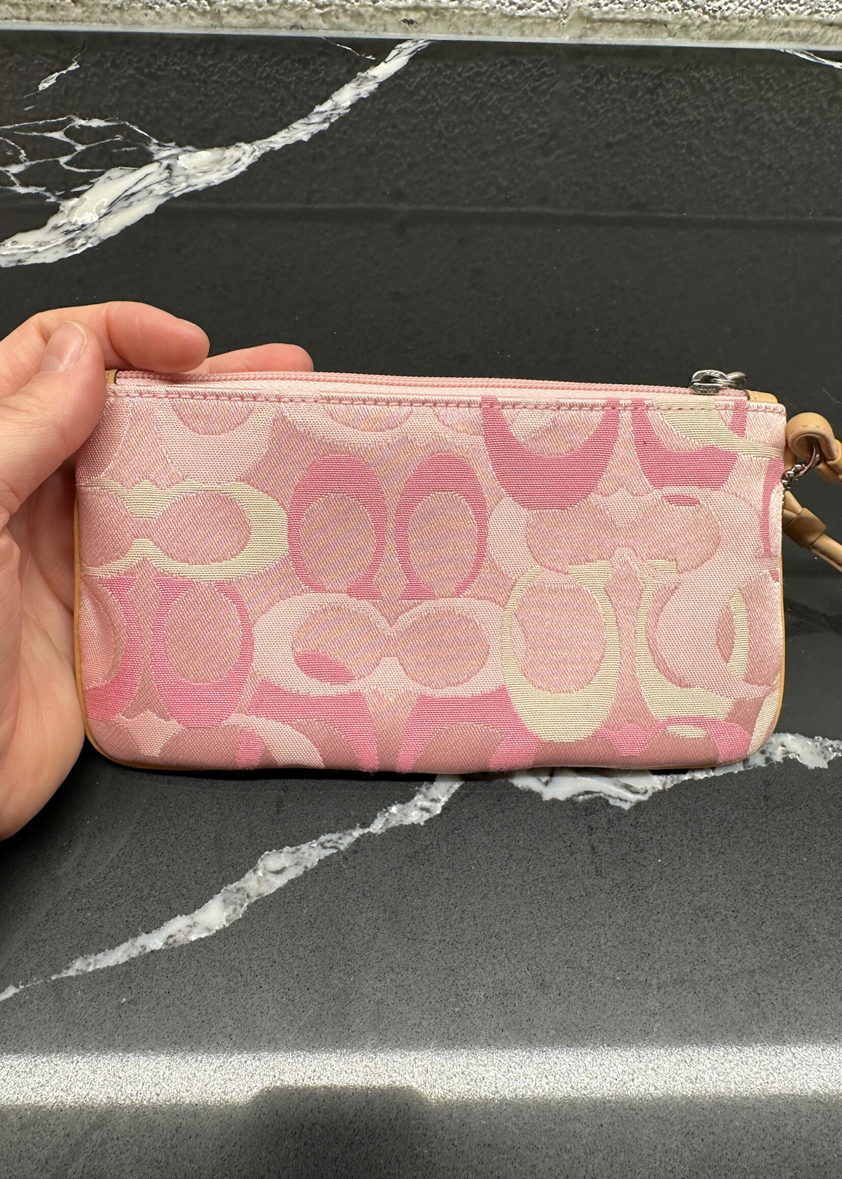 Coach Y2K Pink Monogram Hat & Wallet Set