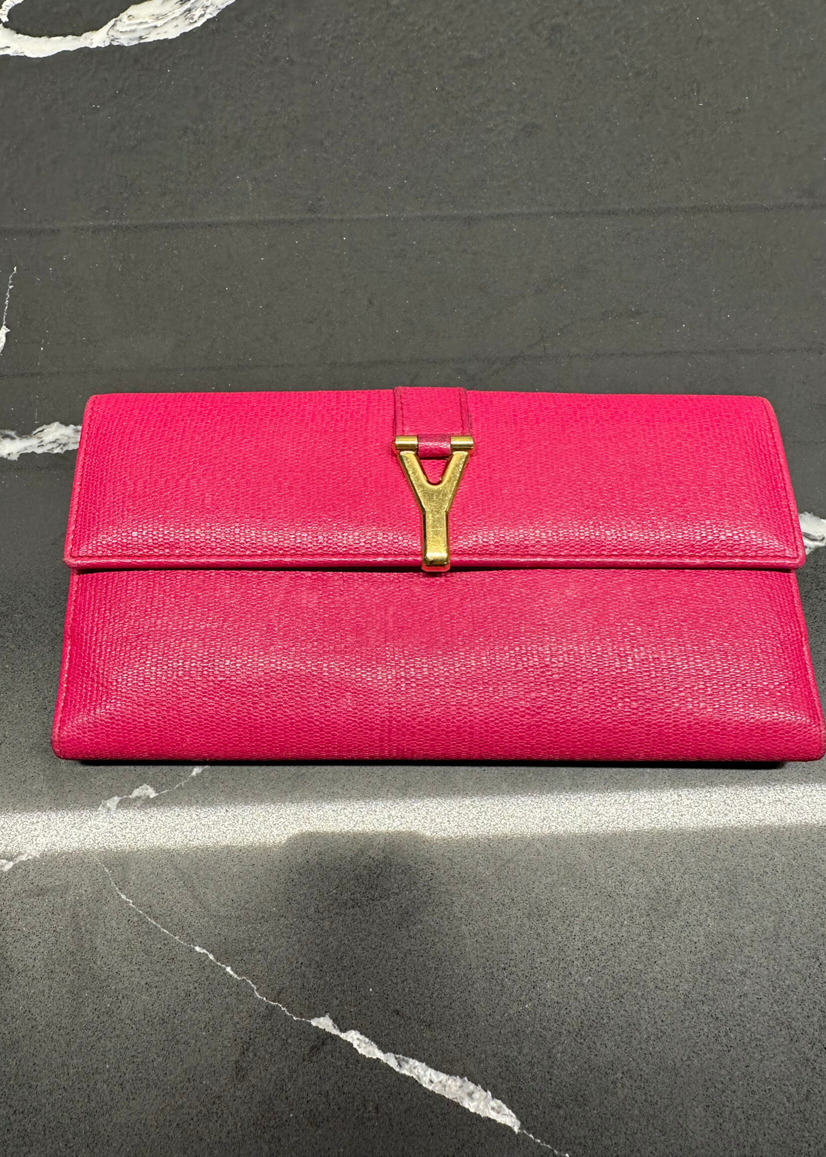 YSL Hot Pink Leather Wallet