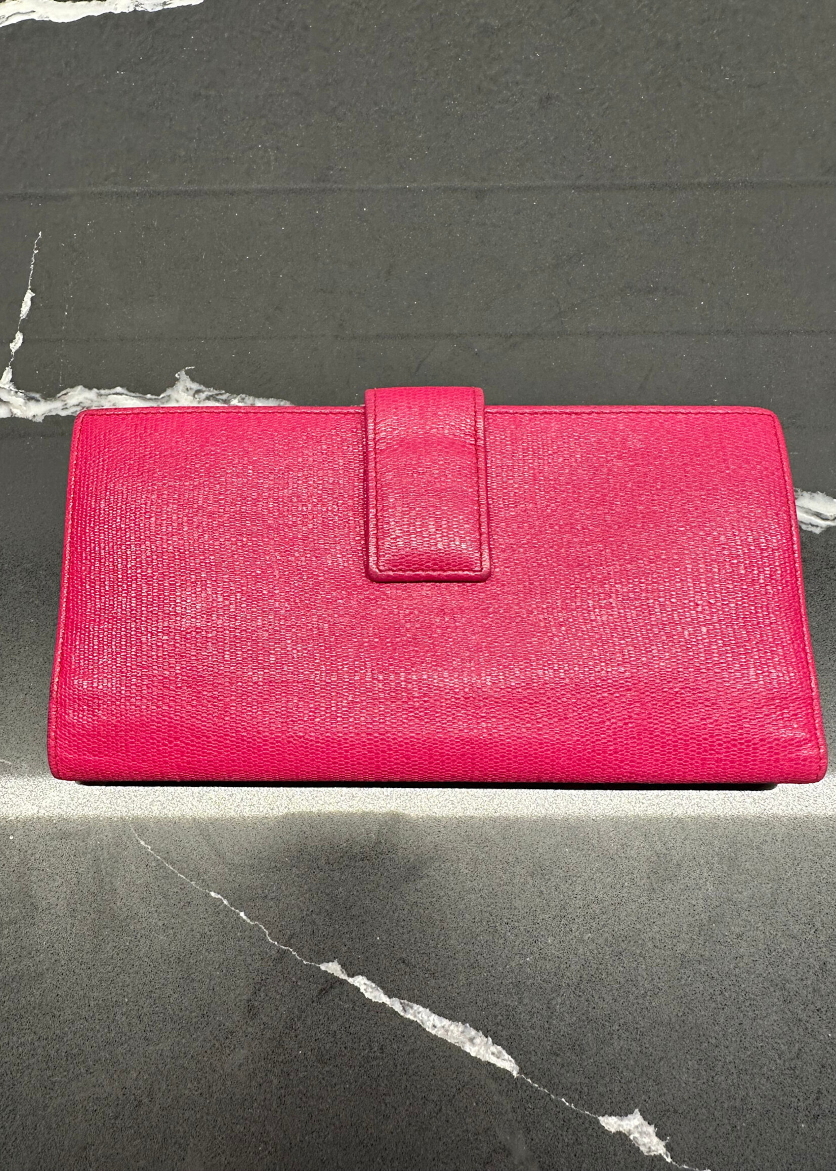 YSL Hot Pink Leather Wallet