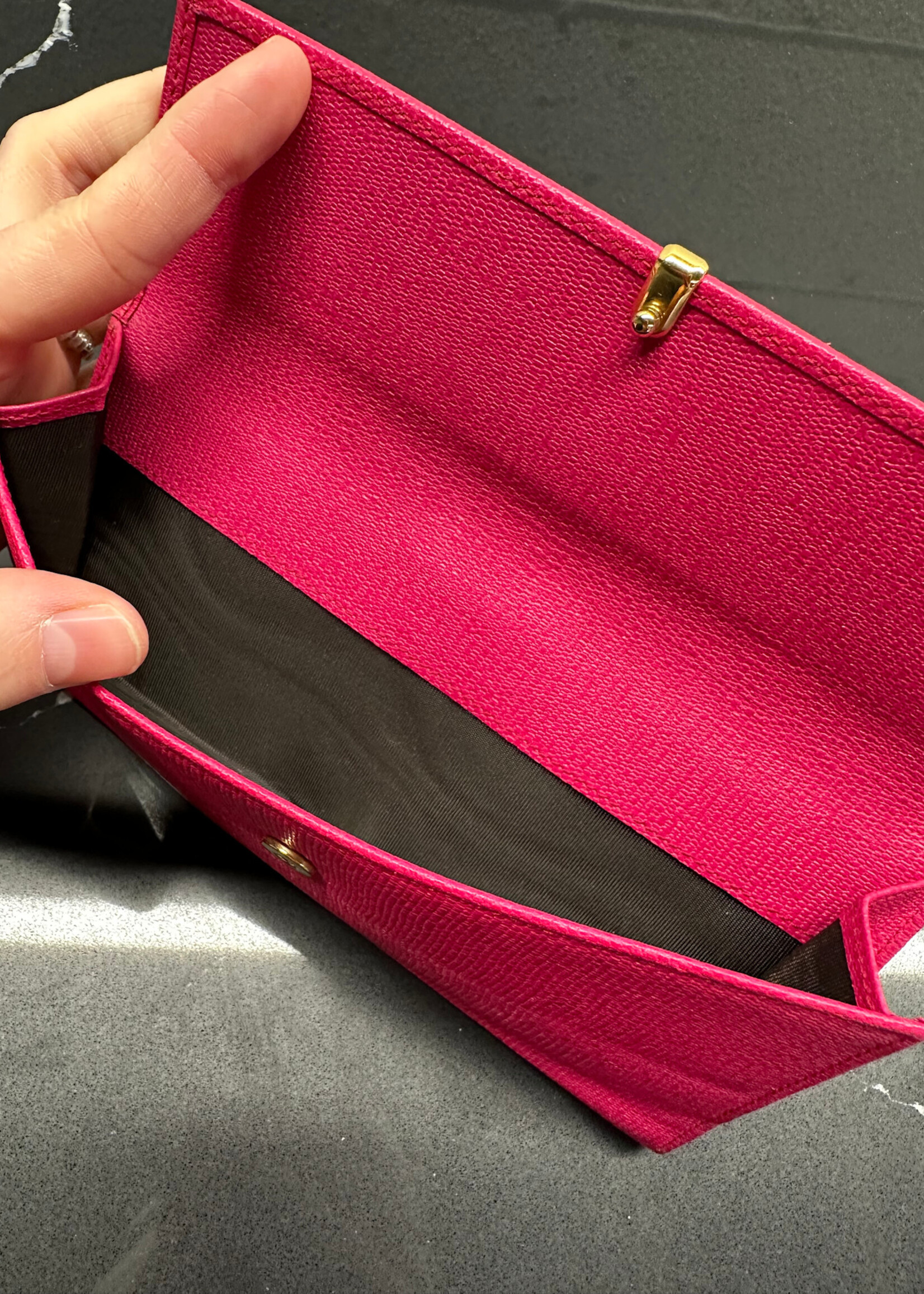 YSL Hot Pink Leather Wallet