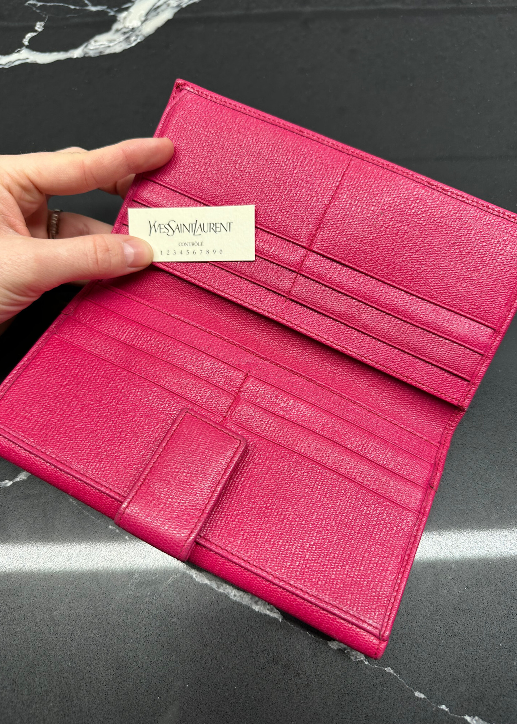 YSL Hot Pink Leather Wallet