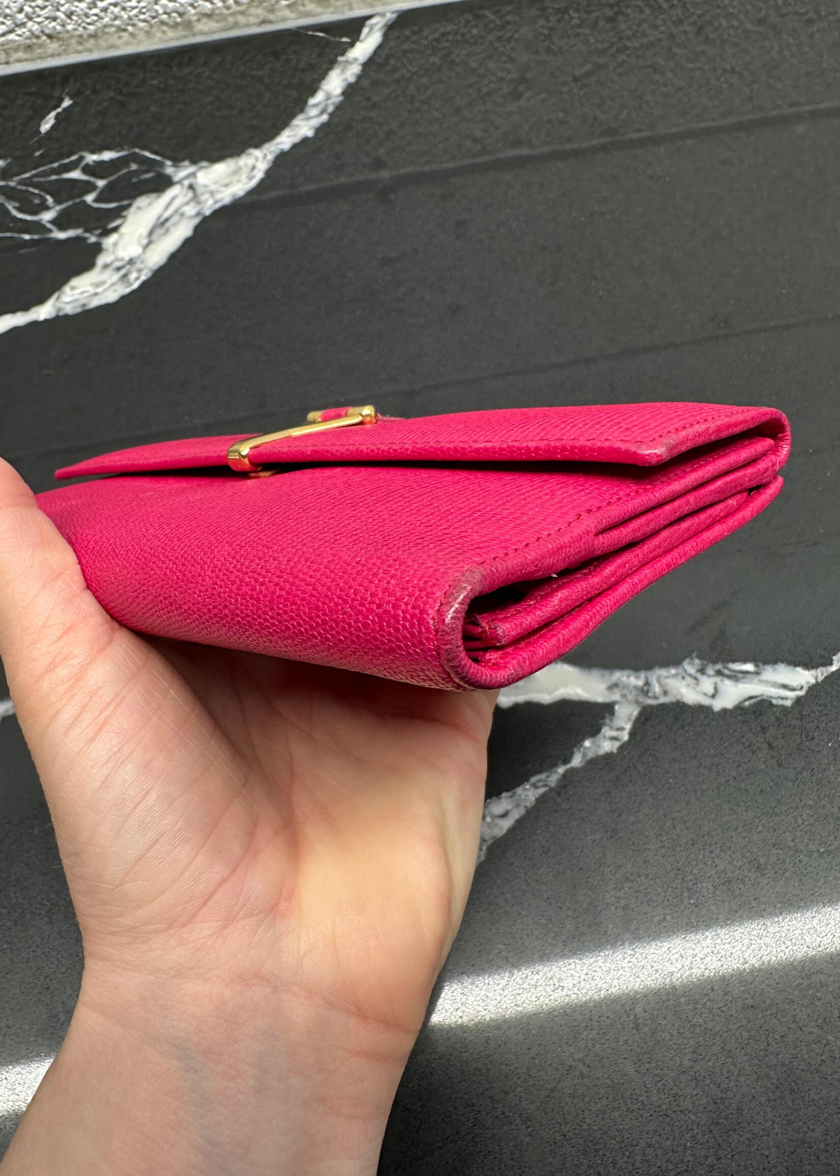 YSL Hot Pink Leather Wallet