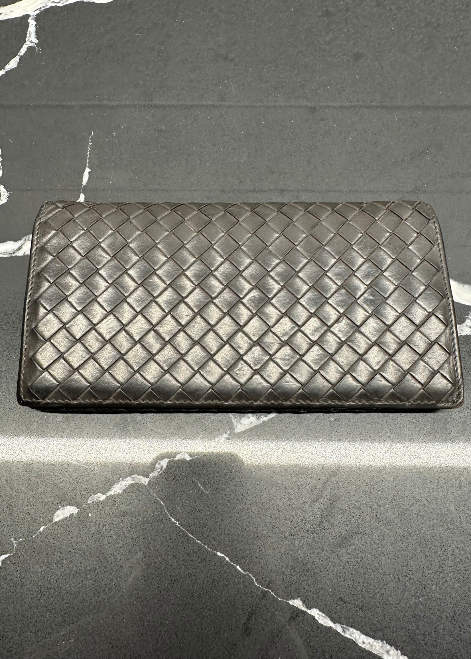 Bottega Veneta Dark Brown Woven Wallet