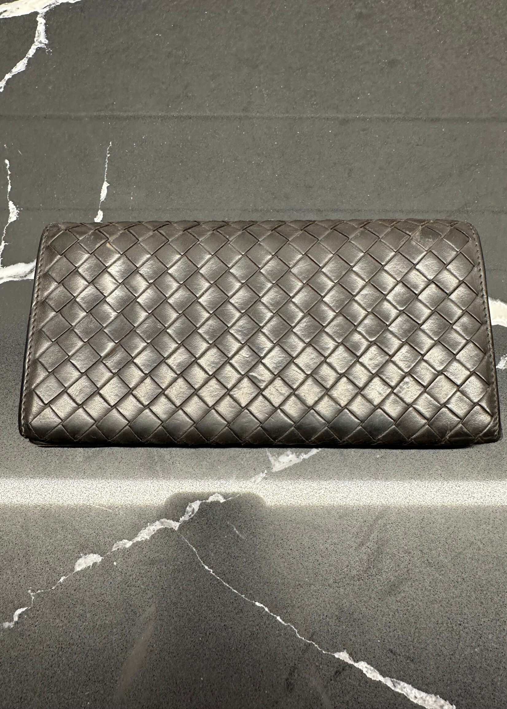 Bottega Veneta Dark Brown Woven Wallet