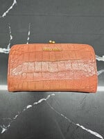 Miu Miu Pink Croc Kiss Lock Wallet