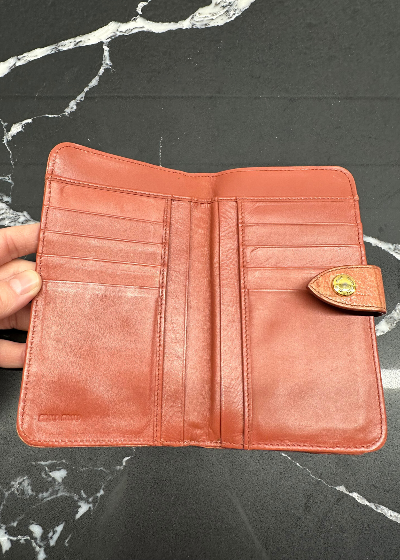 Miu Miu Pink Croc Kiss Lock Wallet