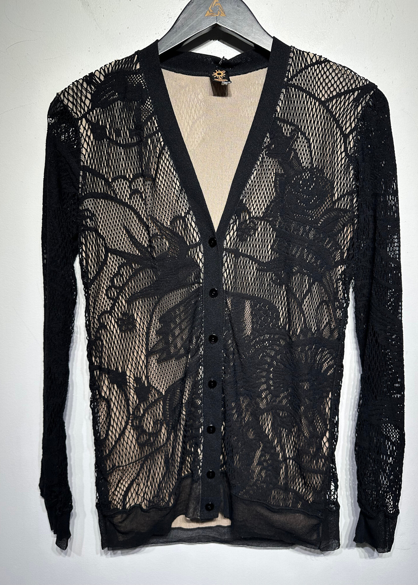 John Paul Gaultier Black Mesh Layered Cardigan M